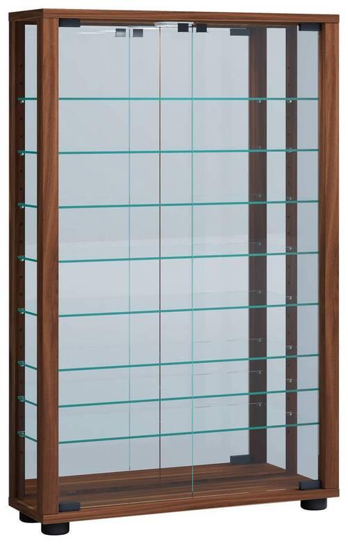 Hängevitrine Vitrosa Nussbaumfarben B: 59cm - Nussbaumfarben/Schwarz, MODERN, Glas/Holzwerkstoff (59/91,3/18cm) - MID.YOU