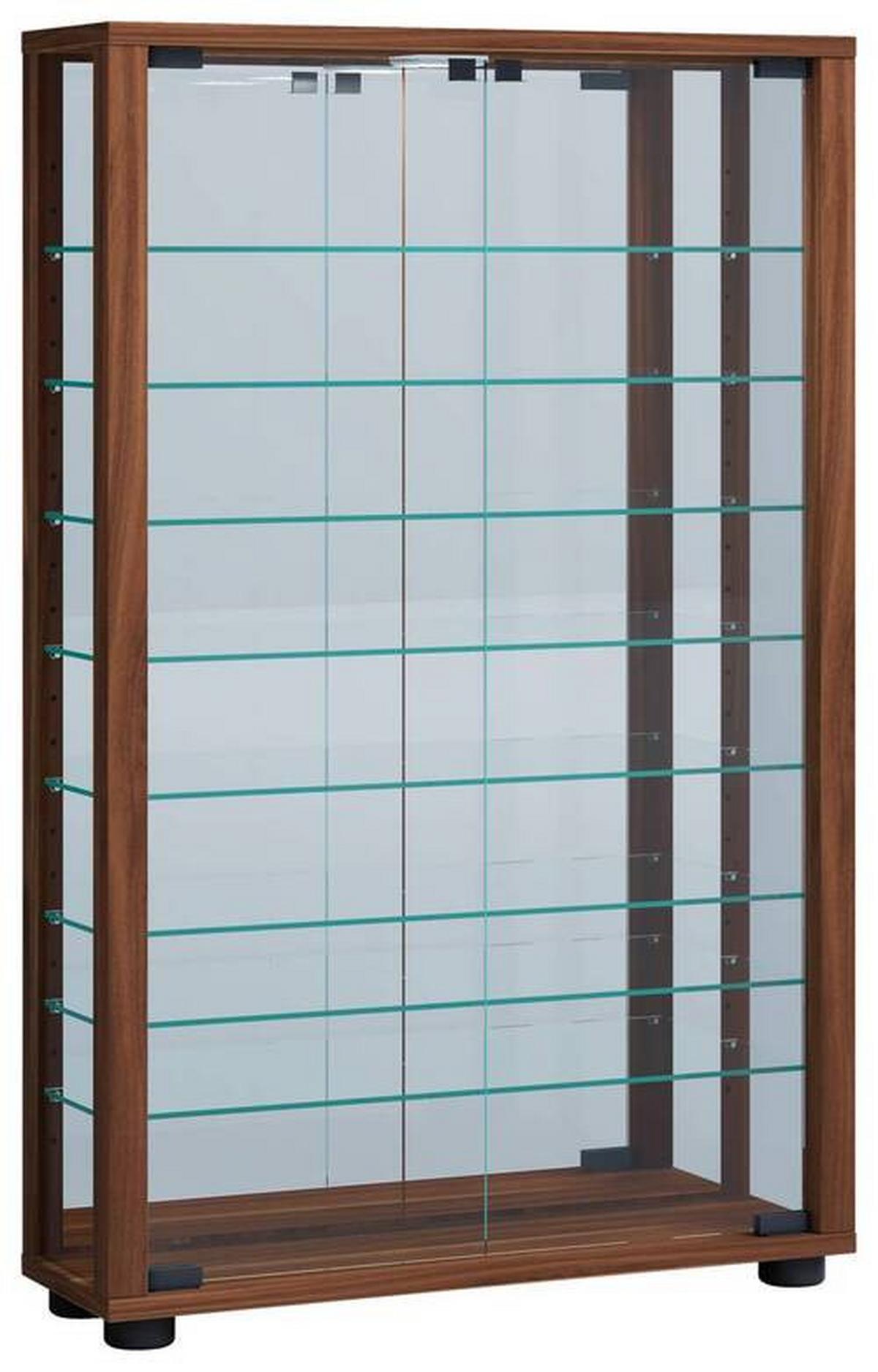 Hängevitrine Vitrosa Nussbaumfarben B: 59cm - Nussbaumfarben/Schwarz, MODERN, Glas/Holzwerkstoff (59/91,3/18cm) - MID.YOU
