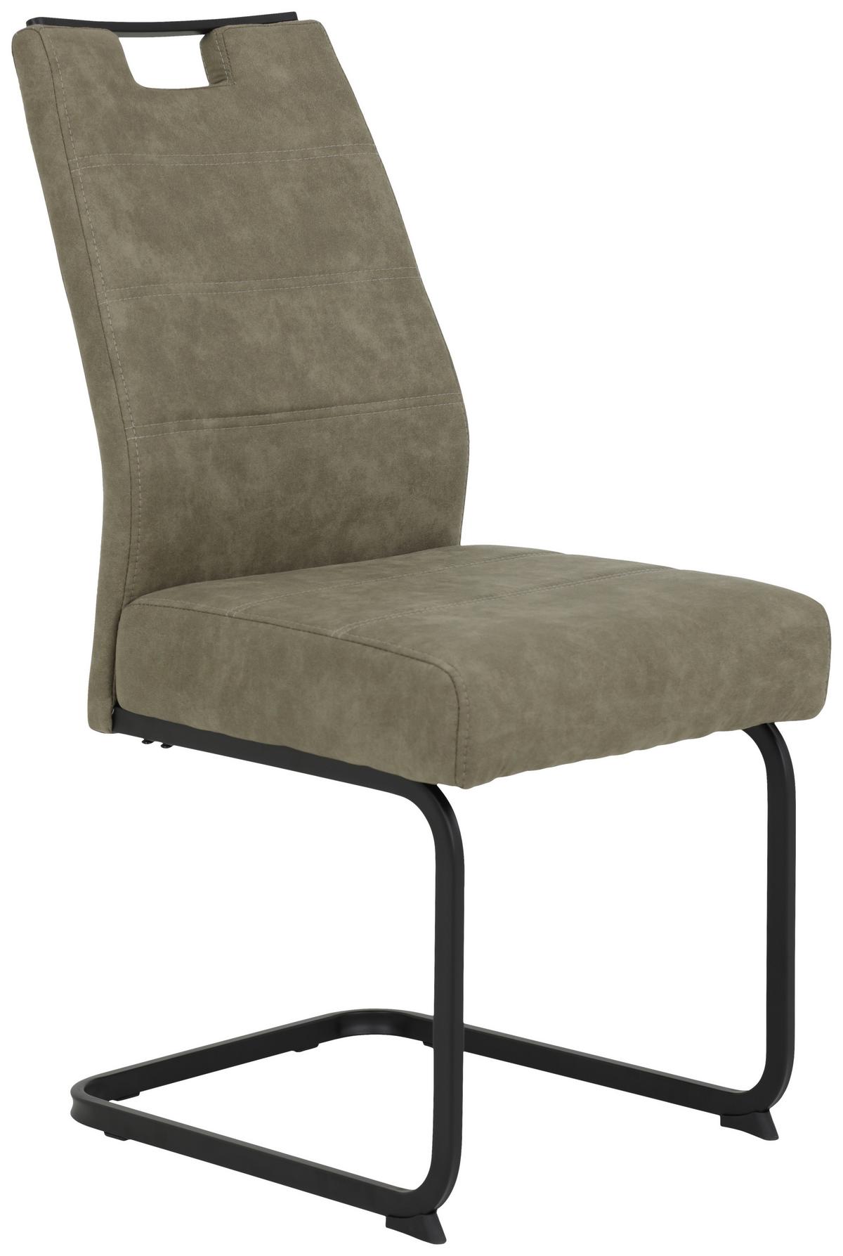Schwingstuhl Kerstin S Schlammf. Gepolstert 2er-Set - Schlammfarben/Schwarz, MODERN, Textil/Metall (49/100/61cm) - MID.YOU