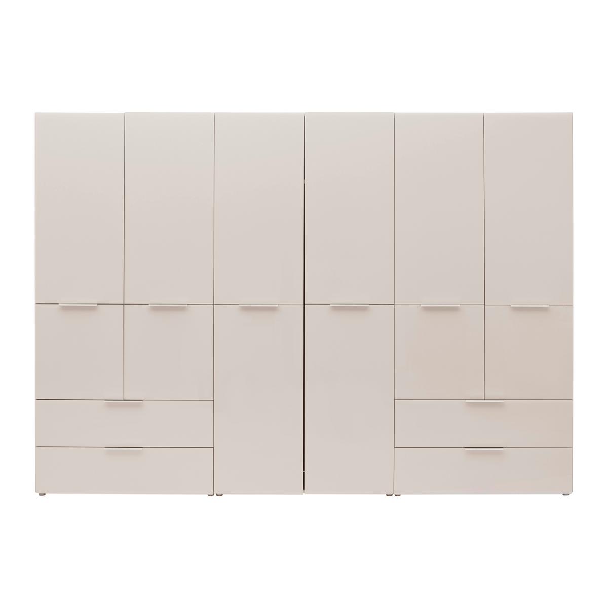 Skriňa s otočnými dverami SIENA, šírka 300 cm - kašmírová/barvy chromu, Konvenční, kov/kompozitní dřevo (300/212/57cm) - Premium Living