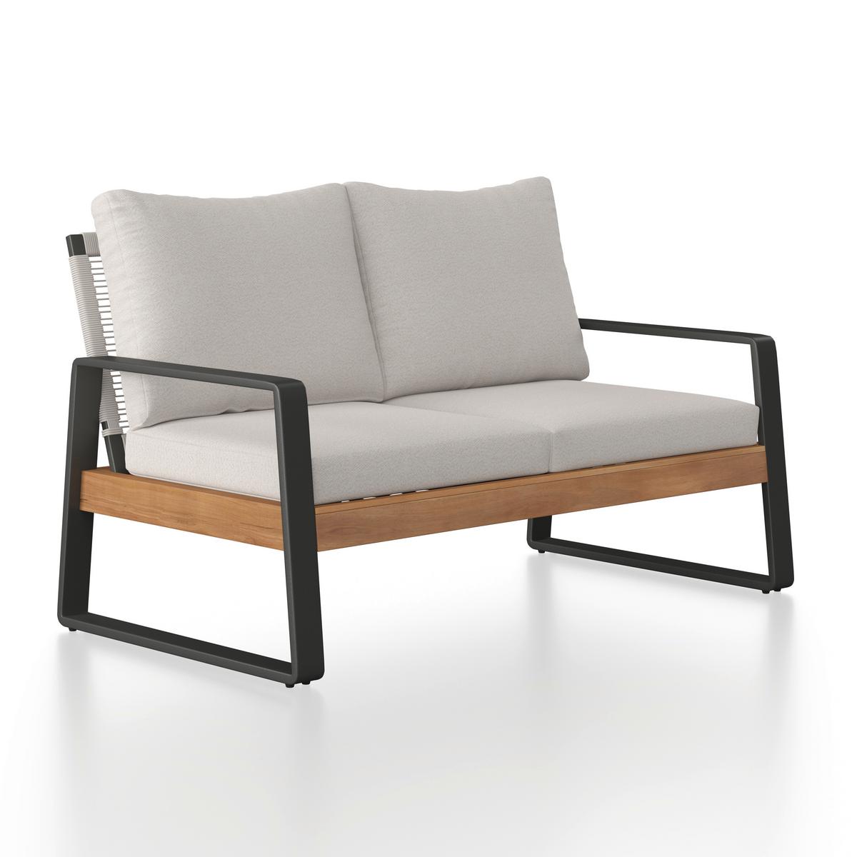 TERASOVÁ SEDACIA SÚPRAVA ALEXA - krémová/farba tíku, Modern, kov/drevo (150/81/85,5cm) - Bessagi Garden