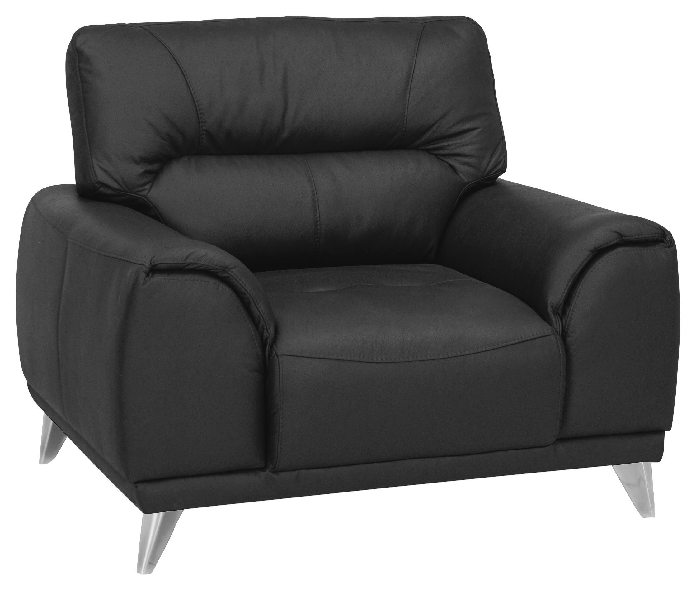 Fernsehsessel Frisco Lederlook Schwarz - Chromfarben/Schwarz, MODERN, Textil (112/92/96cm) - MID.YOU