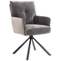Stolička s podrúčkami SOPHIE hnedá - čierna/sivá, Modern, kov/textil (60/93/67cm) - Premium Living