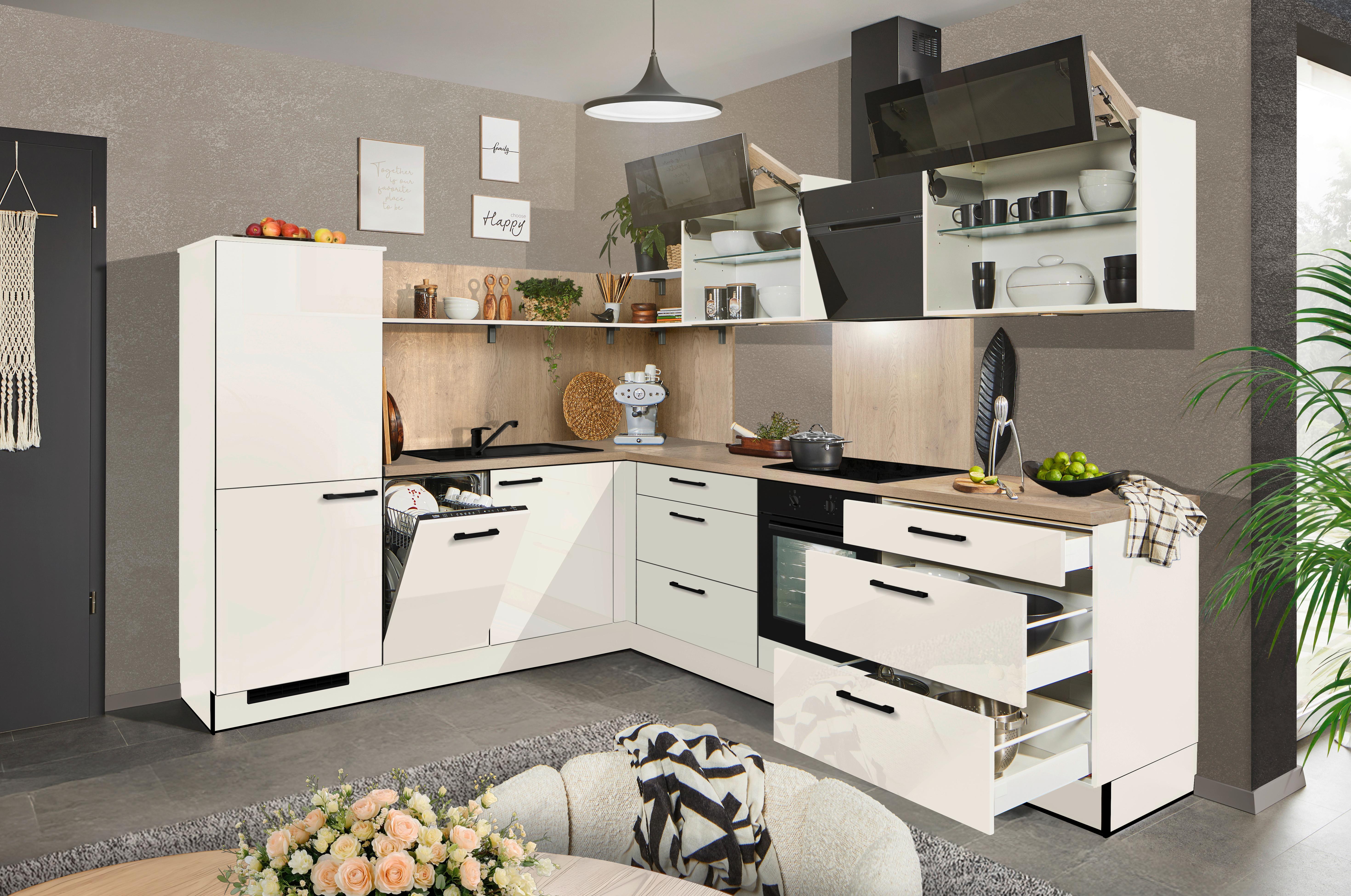 Eckküche Pn215/pn100 - Eichefarben/Magnolie, MODERN, Holzwerkstoff (230/285cm) - Pino