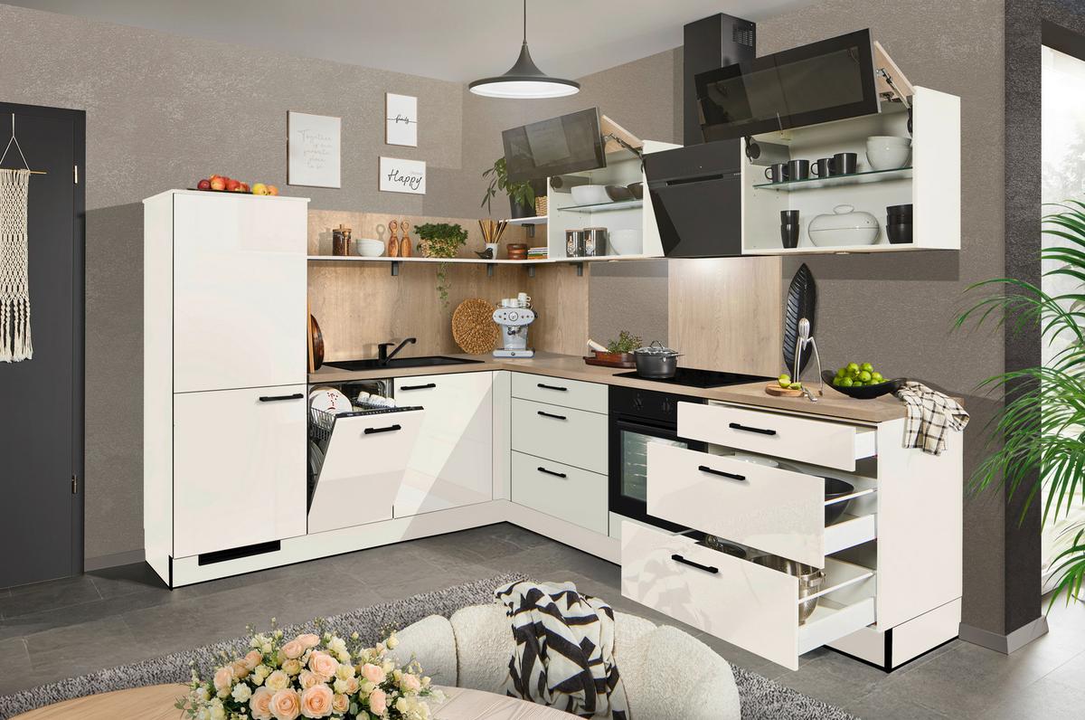 Eckküche Pn215/pn100 - Eichefarben/Magnolie, MODERN, Holzwerkstoff (230/285cm) - Pino