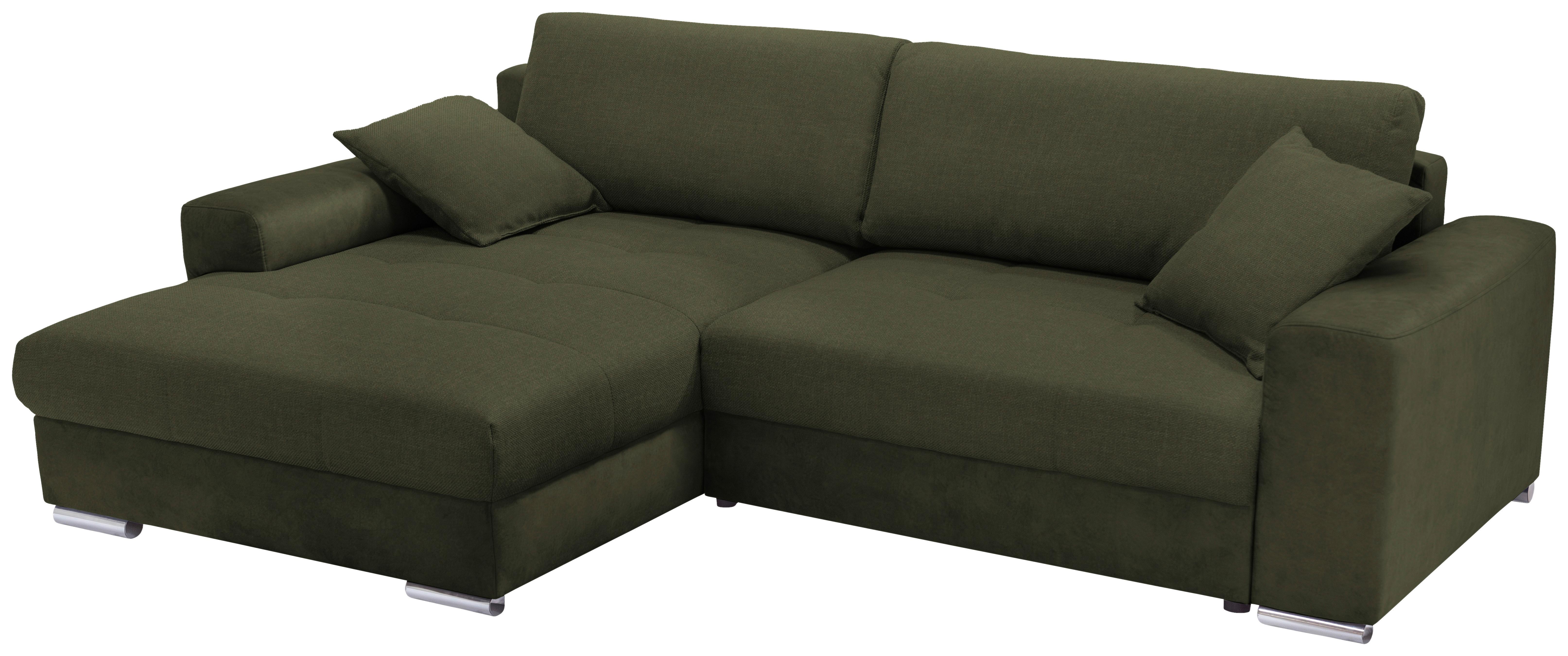 Ecksofa Larnaca, Olivgrün Schenkel: 177x269 Cm - Chromfarben/Olivgrün, Design, Textil (177/269cm) - Livetastic