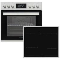 Einbauherd-Set B: 59,5 cm Elektro-Glaskeramik - Edelstahlfarben/Schwarz, Basics (59,5/59,5/57,5cm) - Sharp