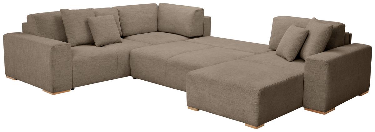 Wohnlandschaft Vouge Braun U: 283x371x208 Cm - Buchefarben/Schwarz, KONVENTIONELL, Textil (283/371/208cm) - Livetastic