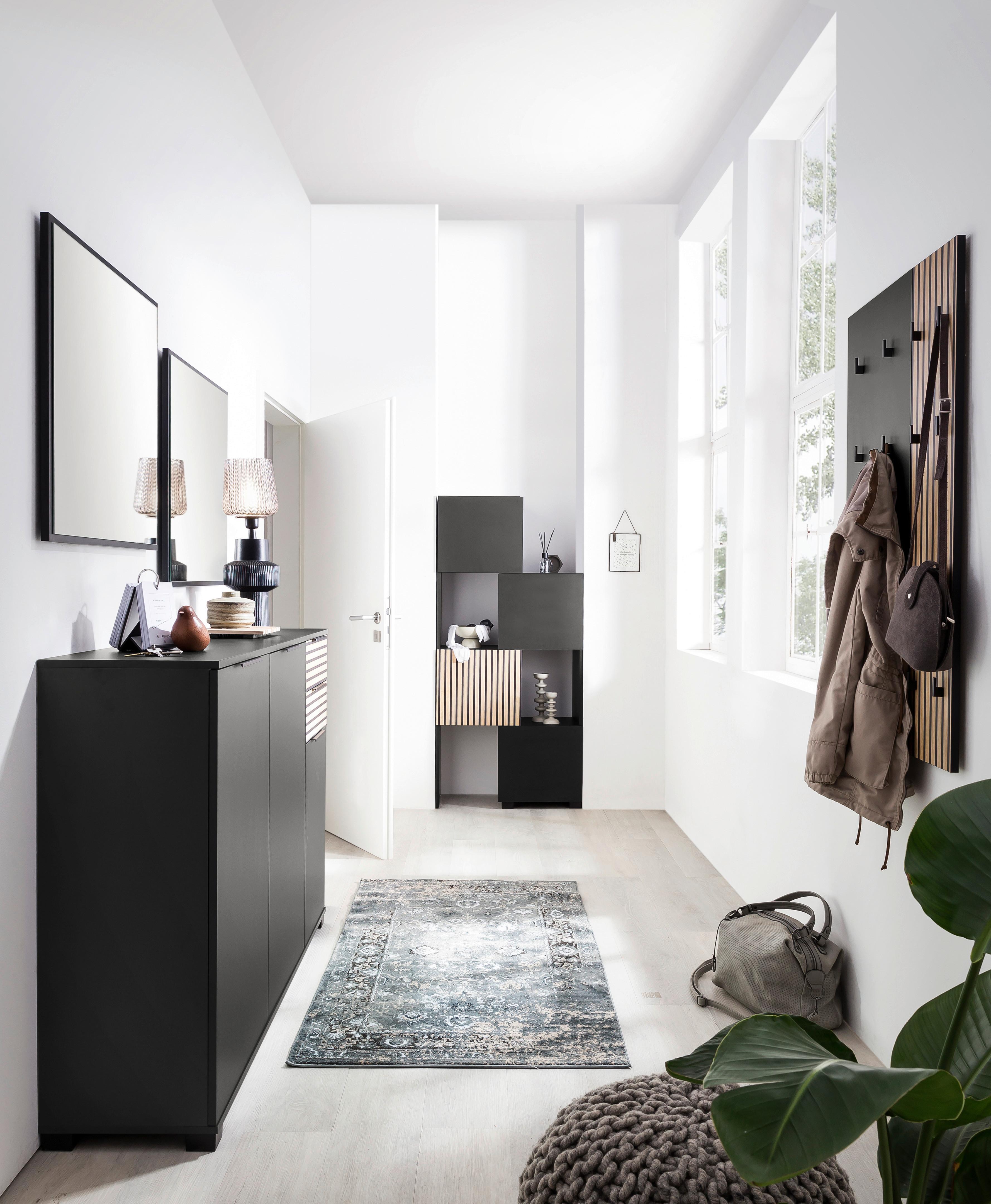 Garderobenpaneel Alexa 245+490 - Eichefarben/Schwarz, Design, Holzwerkstoff (73,5/109/2,6cm) - MID.YOU