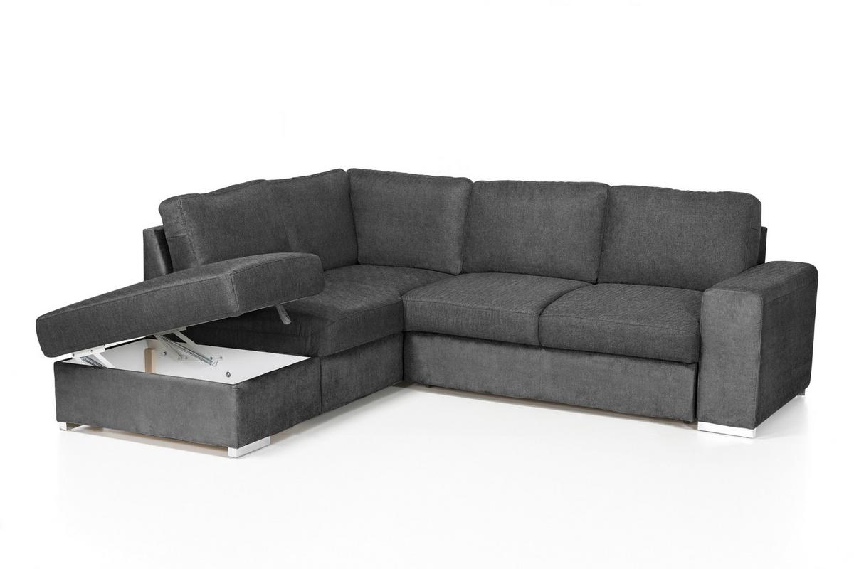 Ecksofa Mit Schlaffunktion Eddi Inkl. Bettkasten Dunkelgrau - Chromfarben/Dunkelgrau, KONVENTIONELL, Textil (213/248cm) - MID.YOU