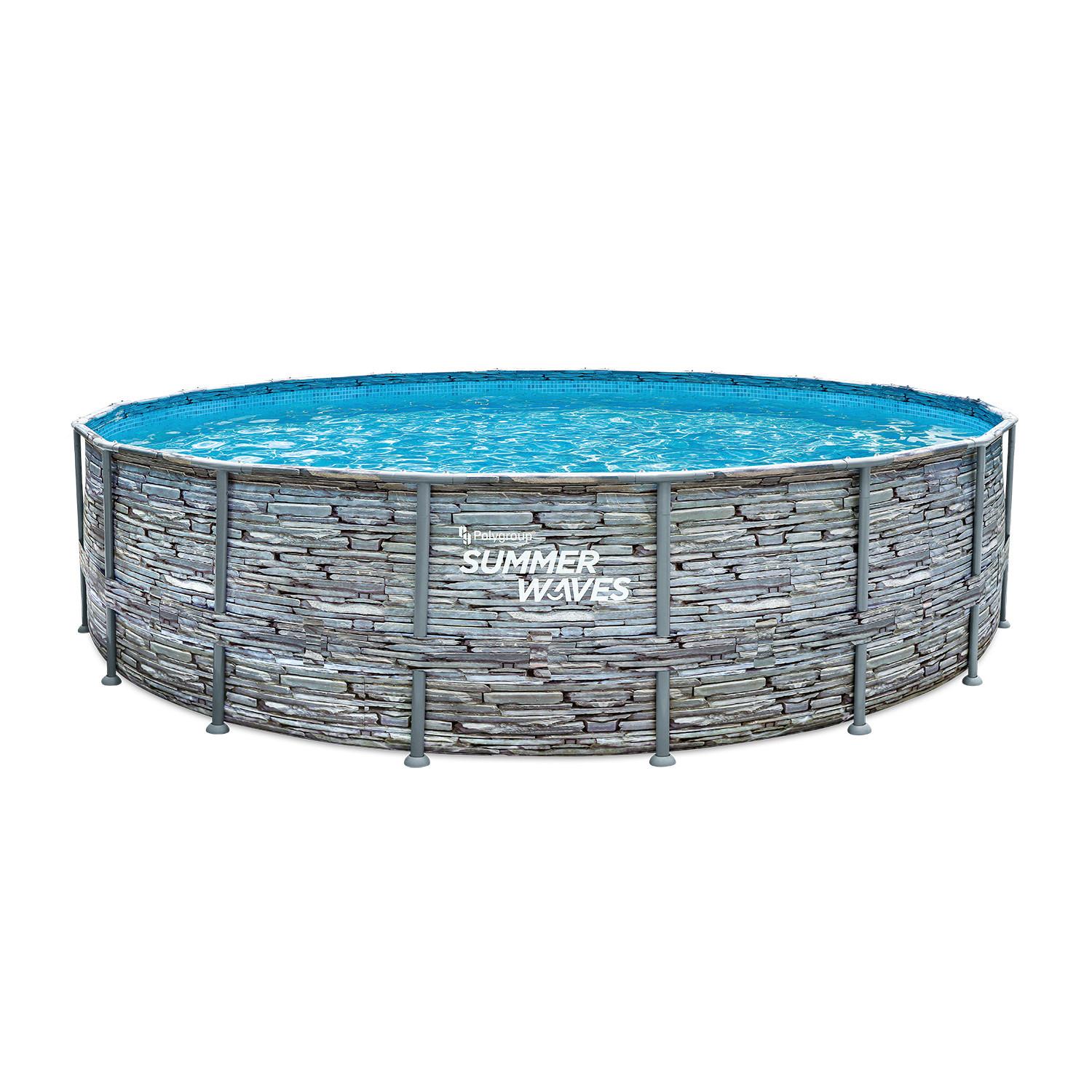 Aufstellpool Rund mit Leiter D: 549 cm - Grau, KONVENTIONELL, Kunststoff (549/132cm)