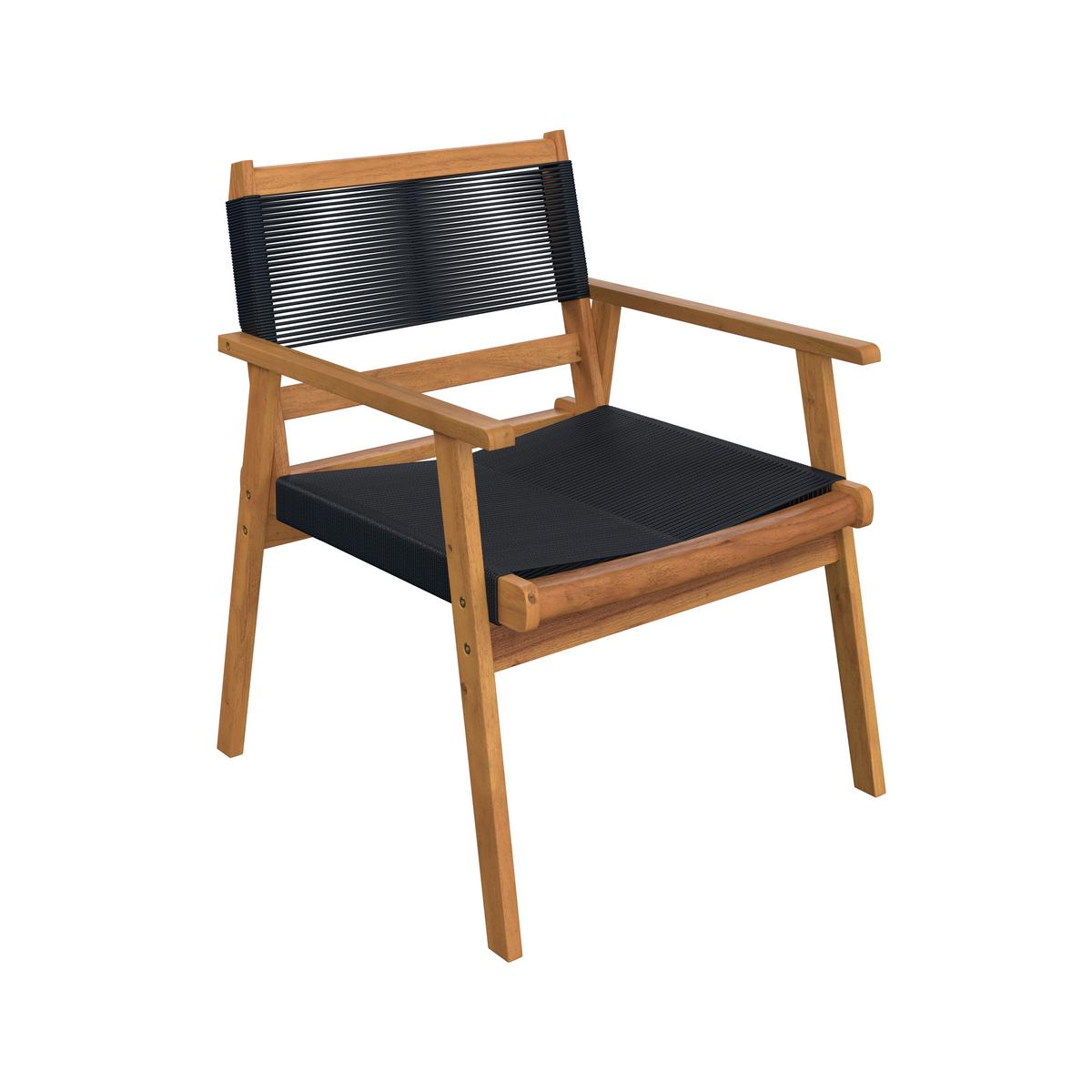 Terasová sedací souprava ENRICA - černá/barvy akácie, Moderní, dřevo/plast (120/84/70cm) - Bessagi Garden