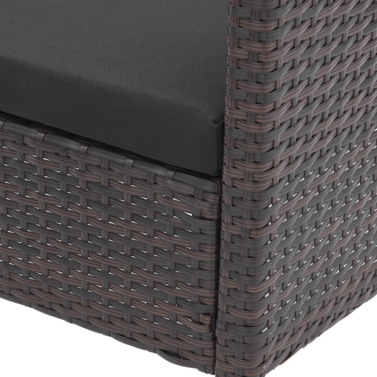 GARTENTISCHGRUPPE Schwarz/Braun 5-teilig - Schwarz/Braun, Design, Glas/Kunststoff - MID.YOU