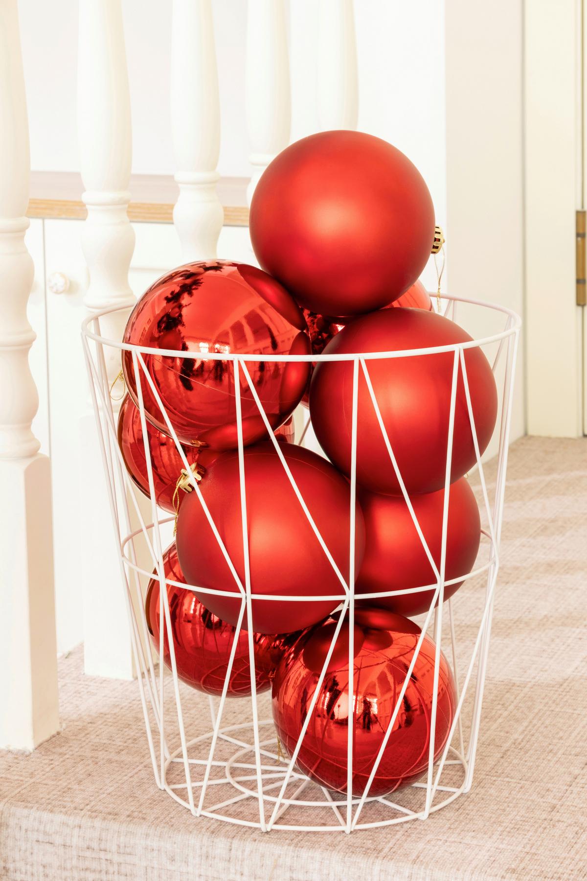 Christbaumkugel Kunststoff Silberfarben Handmade - Rot, KONVENTIONELL, Kunststoff (15cm) - Luca Bessoni