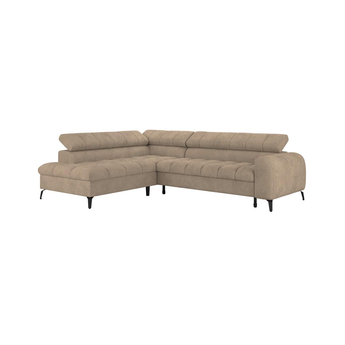 Ecksofa Volf Links New Beige, S: 203x261 cm - Beige/Schwarz, Trend, Kunststoff/Textil (203/261cm)