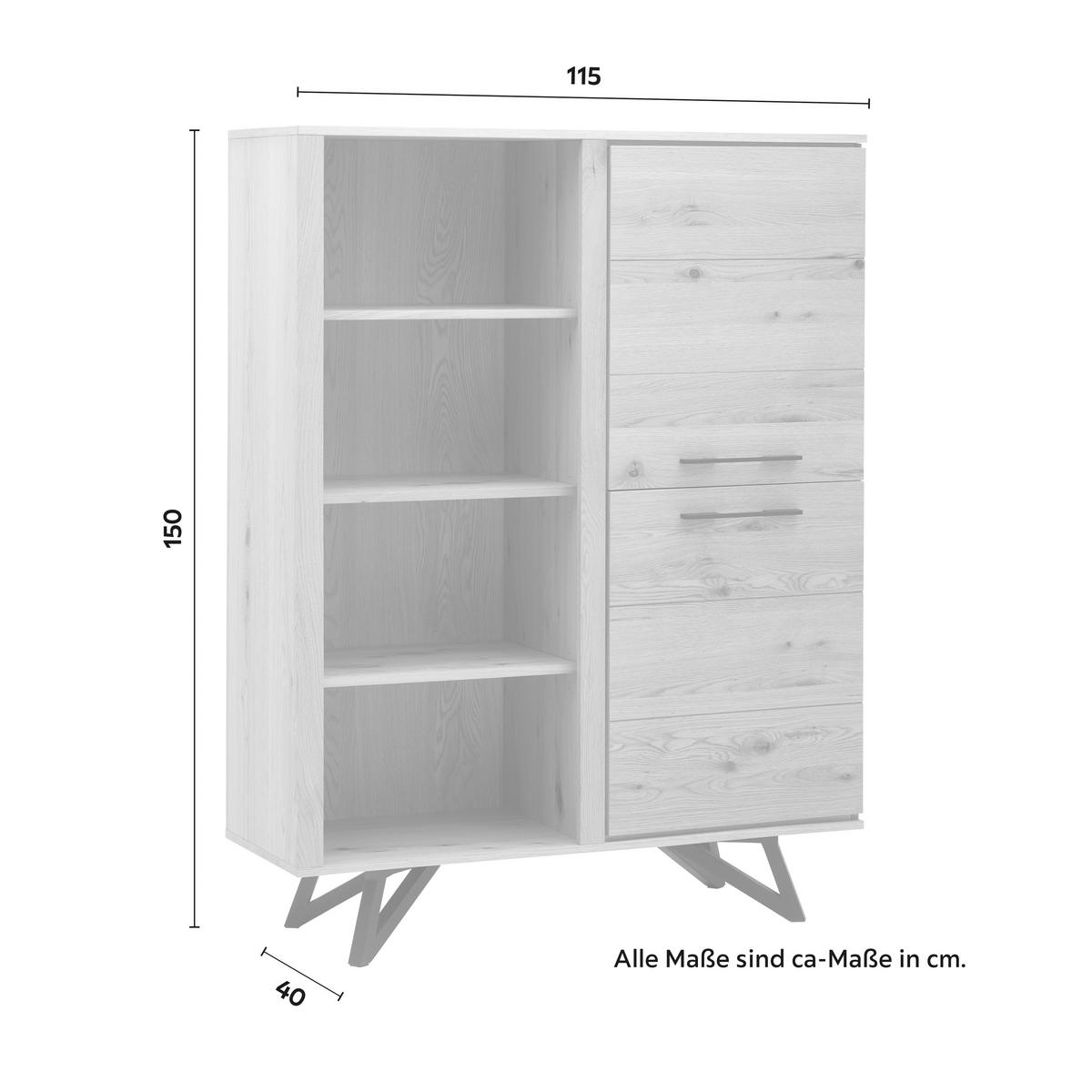Komoda EMILIO dub - čierna/farba duba, Modern, kov/drevo (115/150/40cm) - Bessagi Home