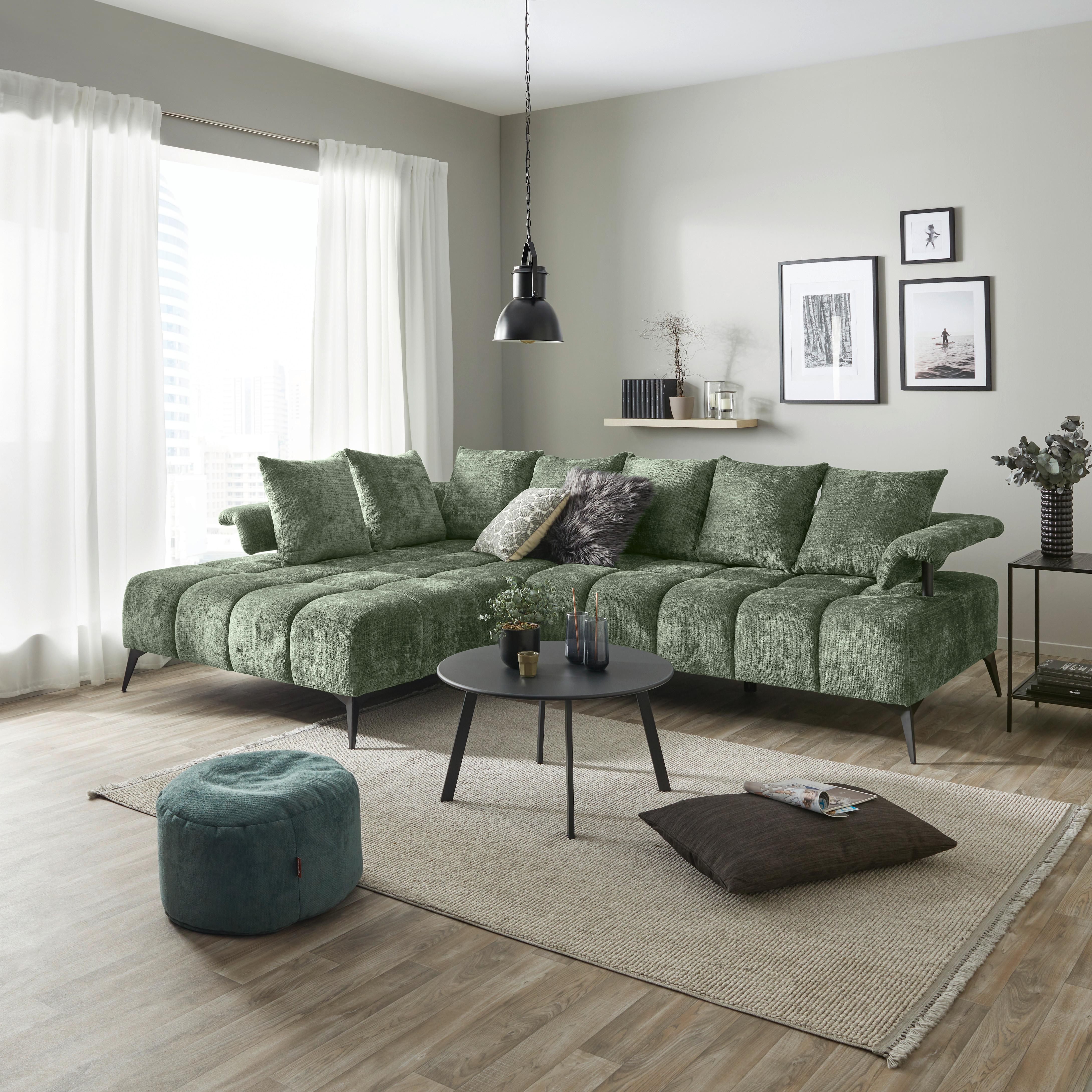 Ecksofa Vanessa New - Schwarz/Mintgrün, MODERN, Textil (200/297cm)