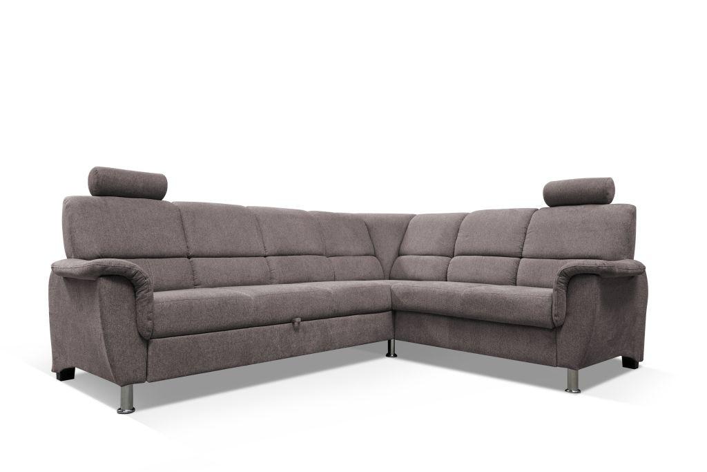 Sedačka MARSYLIA, pravá, šedohnědý velur, s relax.rohem - černá/barvy stříbra, Design, kov/dřevo (270/216cm) - MID.YOU