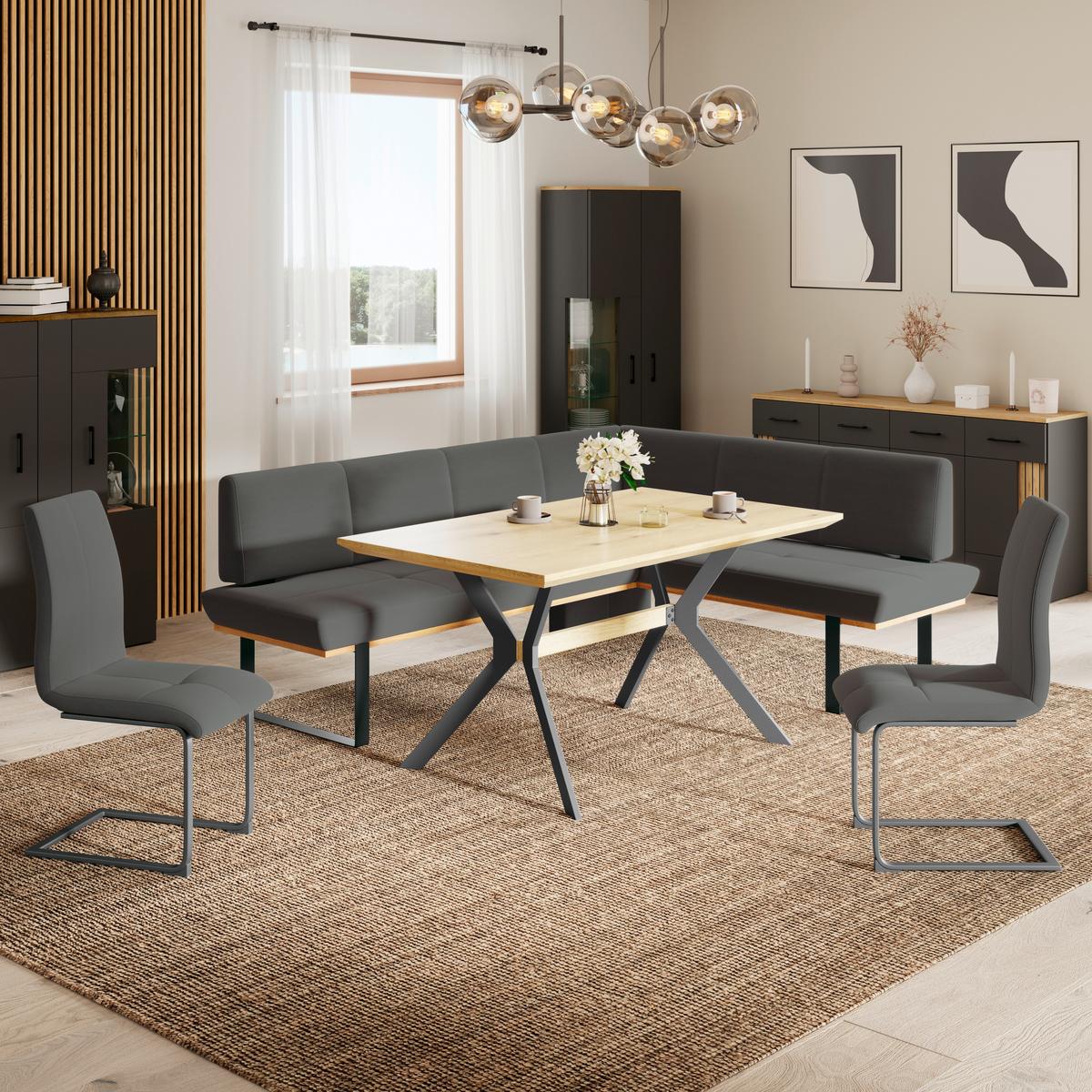 Eckbank Tristan Webstoff anthrazit,S:245x175cm - Anthrazit/Schwarz, MODERN, Holz/Textil (245/175cm) - James Wood