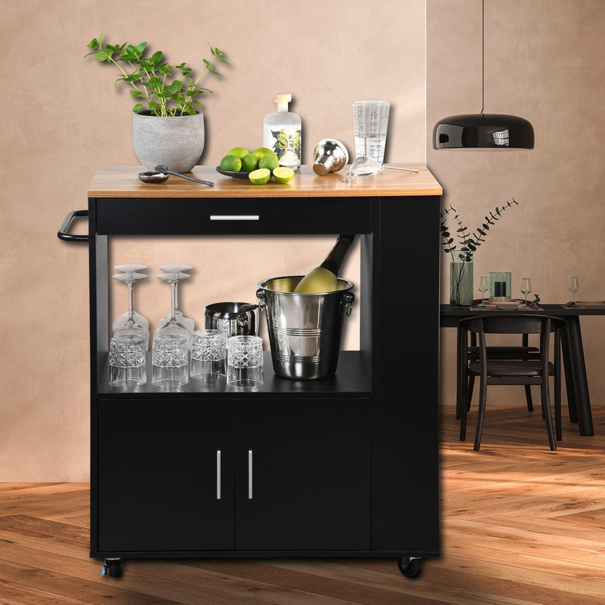 Servierwagen Küchenwagen - Eichefarben/Anthrazit, Basics, Holz/Holzwerkstoff (75/40/88cm) - Kesper
