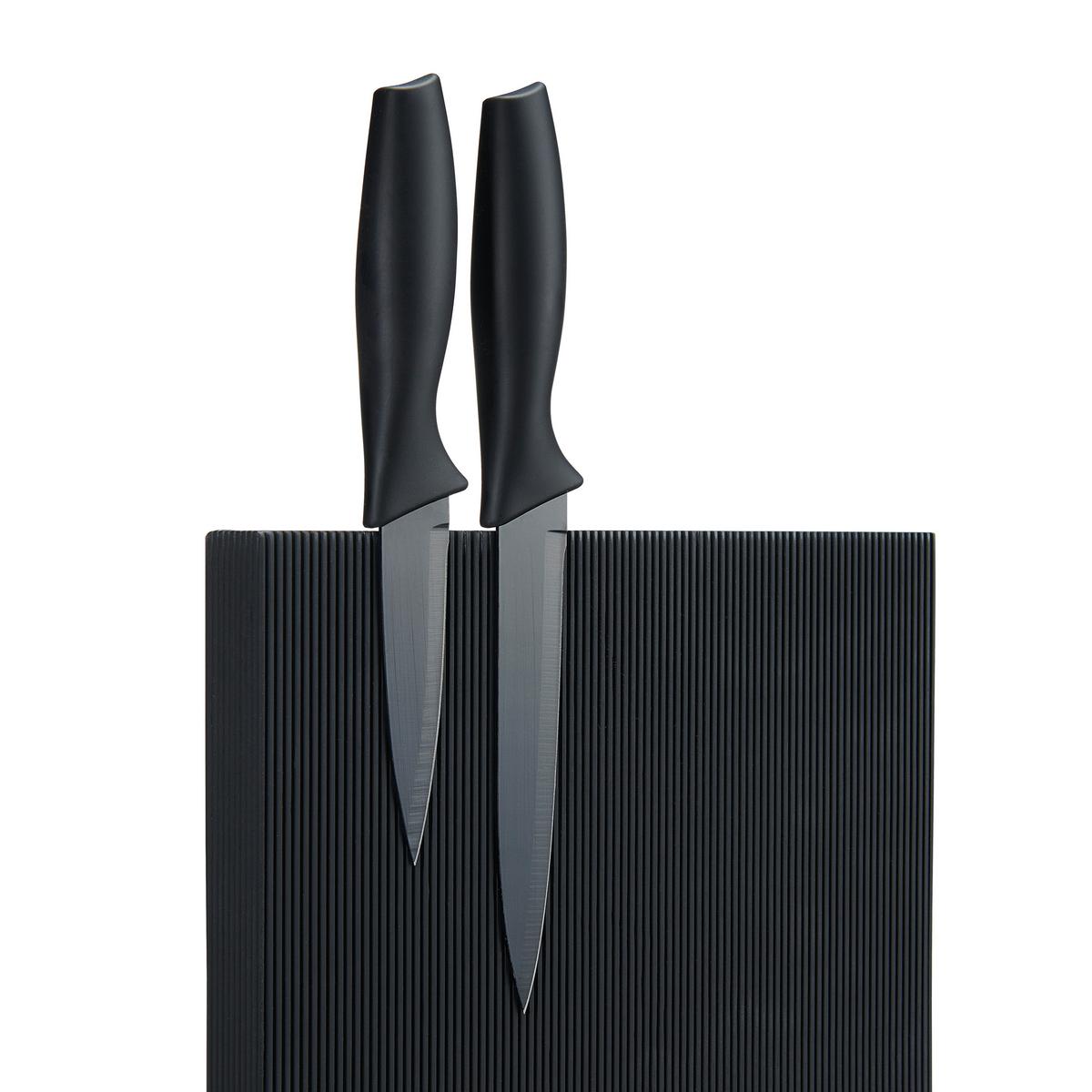 Stojan na nože Johannes - čierna/farba akácie, Modern, drevo (24/23,3/9,5cm)