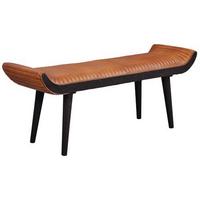 Sitzbank B: 128 cm Gepolstert, Braun Echtleder - Schwarz/Braun, MODERN, Leder (128/51/38cm) - MID.YOU