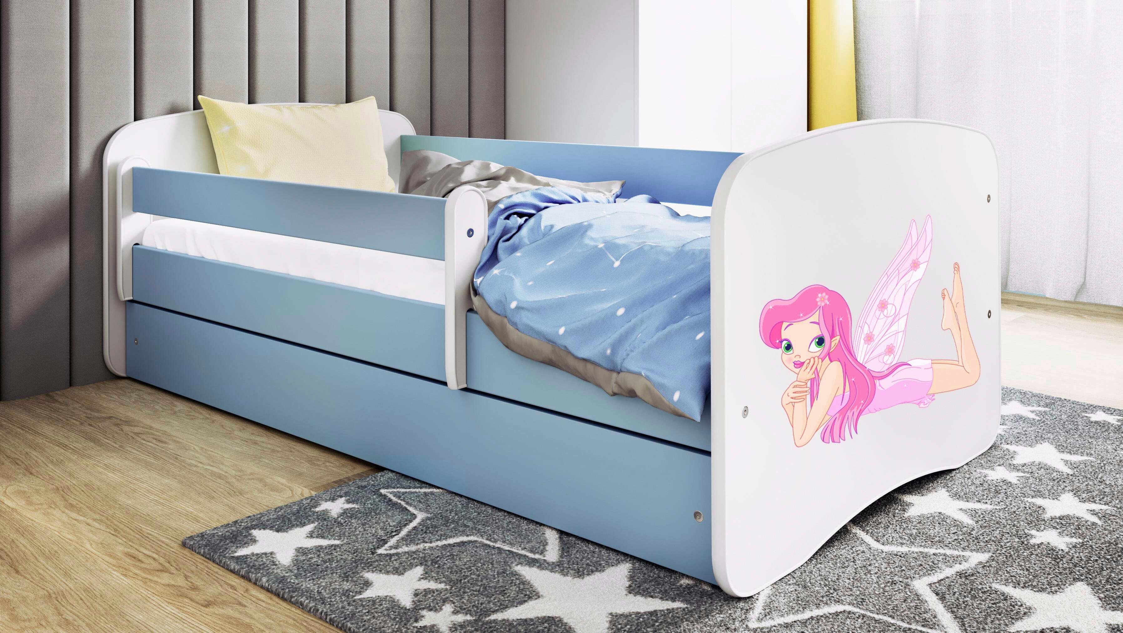 Kinder-/Juniorbett Babydreams Inkl. Matratze 80x160 - Blau/Birkefarben, MODERN, Holz/Holzwerkstoff (80/160cm) - MID.YOU