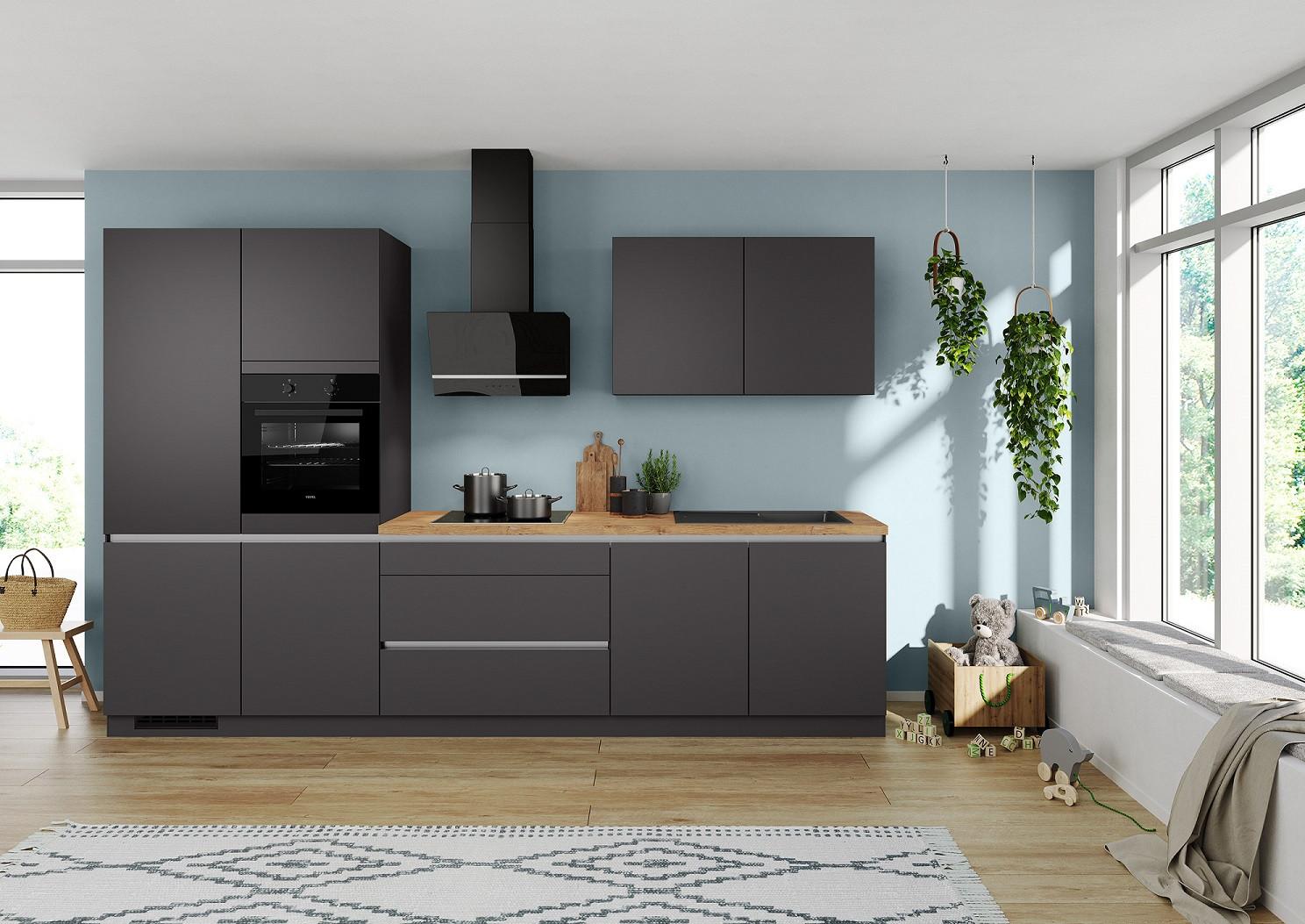 Küchenblock Ip 3150 - Eichefarben/Graphitfarben, Trend, Holzwerkstoff (340cm) - Impuls