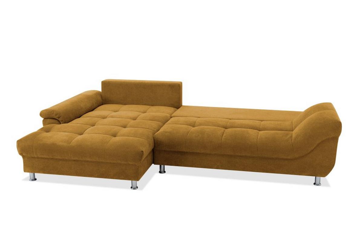Rohová sedačka ERICE, ľavá, tmavožltá - tmavožltá/chrómová, Design, textil/plast (198/312cm)