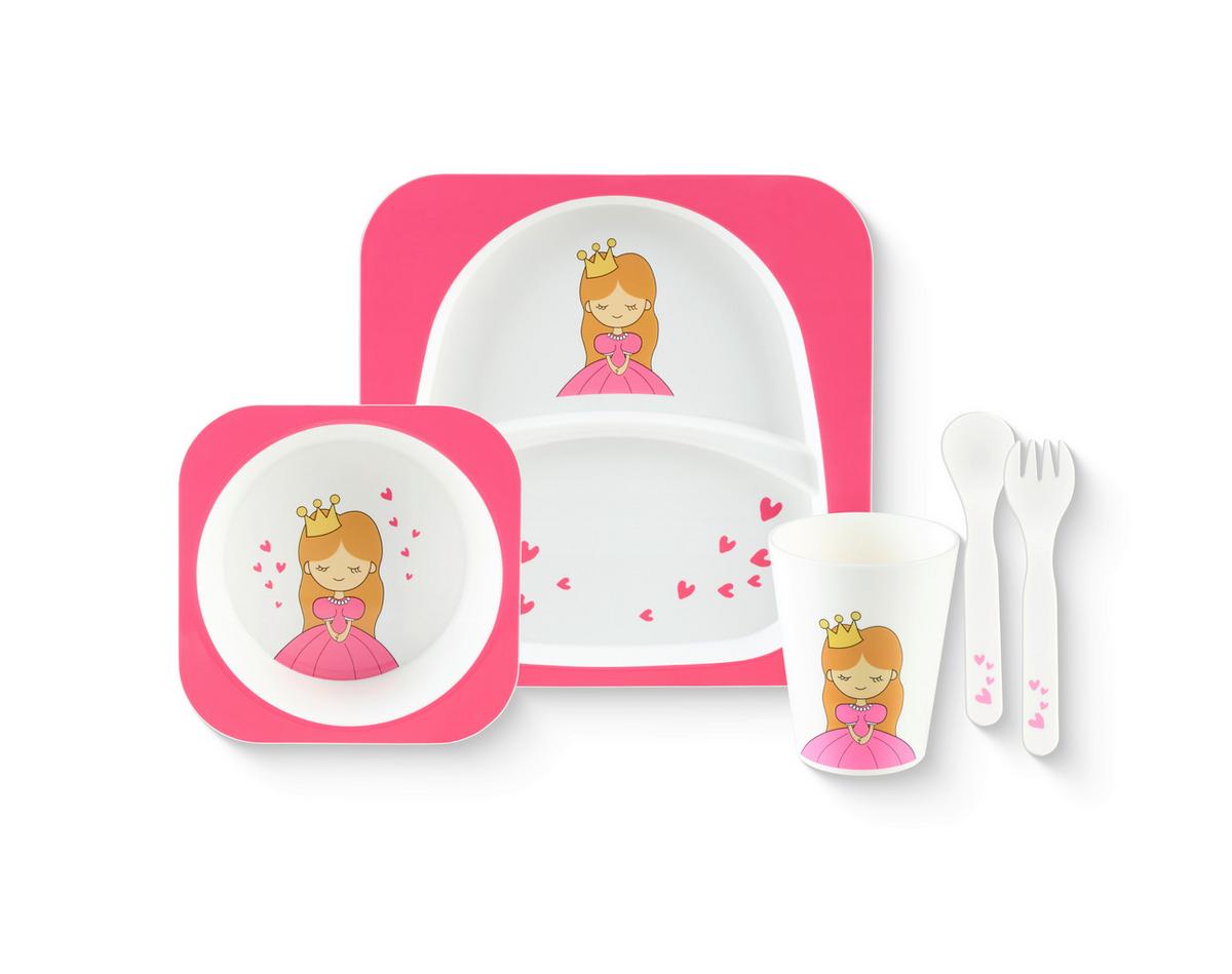 Sada dětského nádobí MARLON - bílá/pink, Konvenční, plast (21,2/21,2/2,1cm) - Mömax