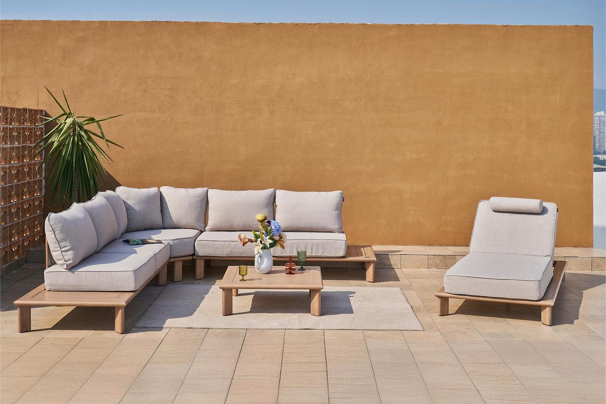 Dining-Loungeset Avery Beige - Eichefarben/Braun, Basics, Metall (290/290/68cm) - Ambia Garden