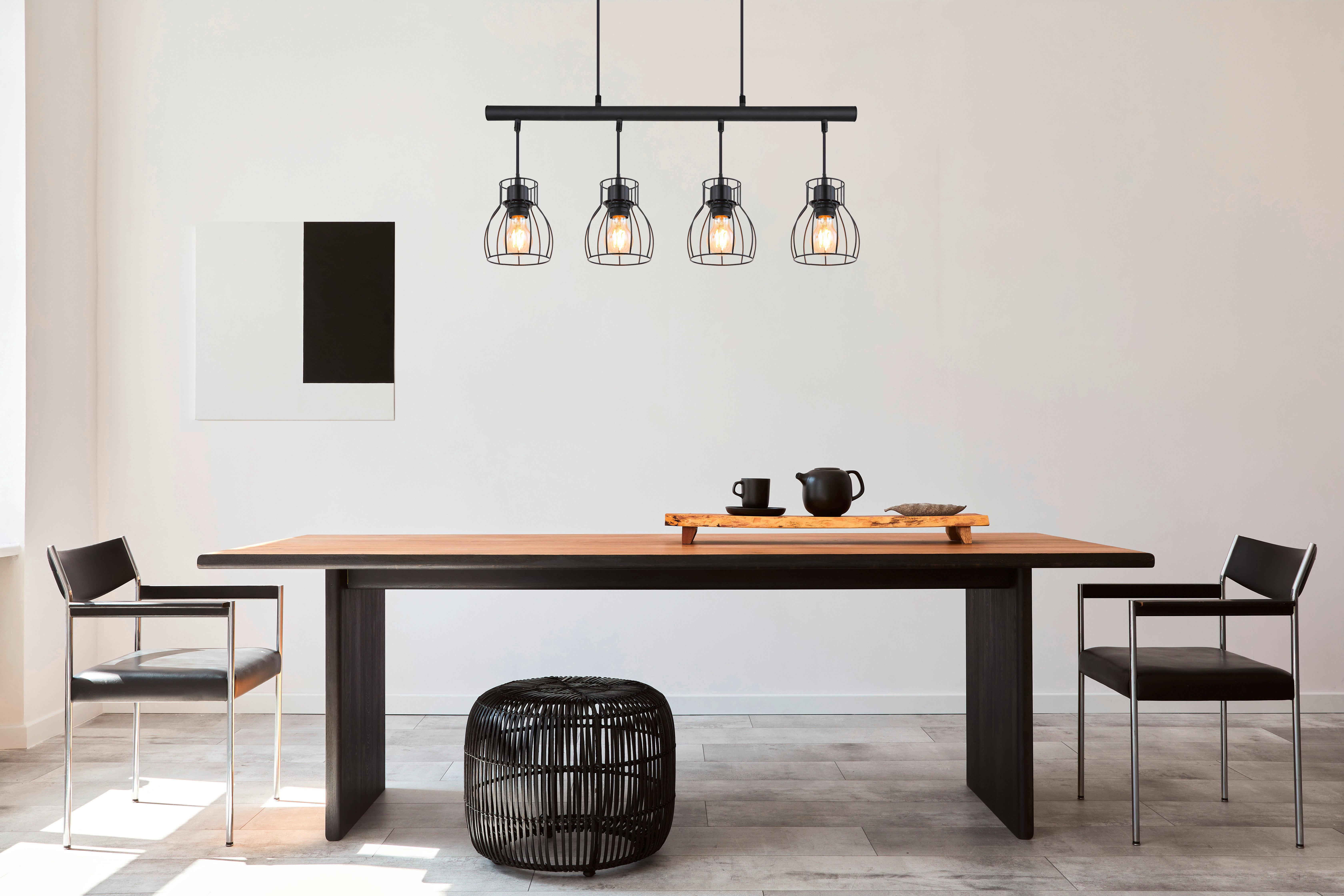 LED-Hängeleuchte 15326-4lm - Schwarz, Trend, Kunststoff/Metall (77/14/120cm) - Globo