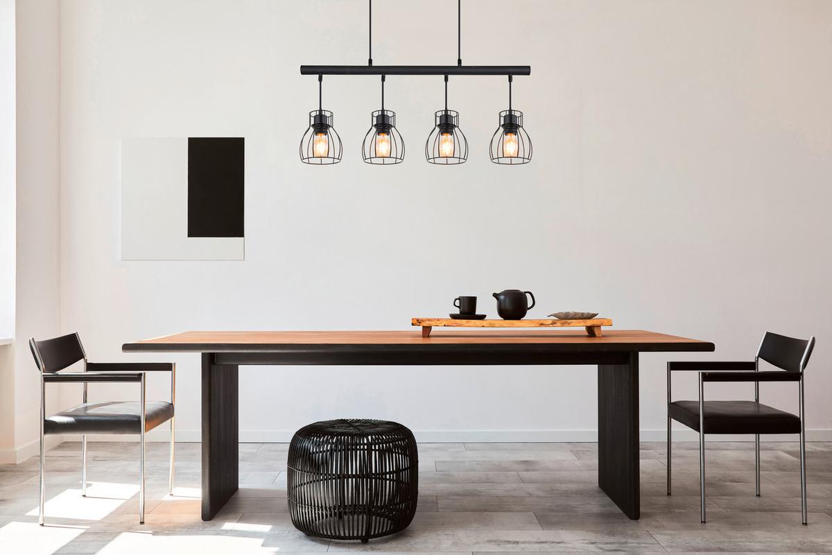 LED-Hängeleuchte 15326-4lm - Schwarz, Trend, Kunststoff/Metall (77/14/120cm) - Globo