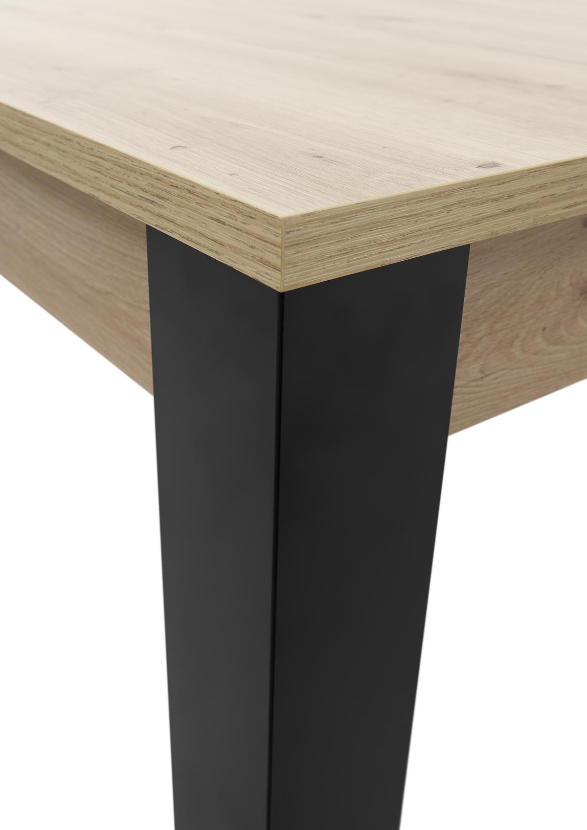 Esstisch Ausziehbar Lucas 140x90 Cm Eiche Dekor/schwarz - Eichefarben/Schwarz, Basics, Holzwerkstoff (140-210/76/90cm)
