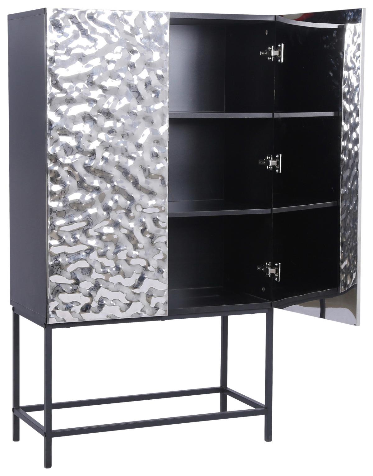 VYSOKÁ KOMODA MARLENE - čierna/farba ušľachtilej ocele, Design, kov/kompozitné drevo (80/140/40cm) - Mömax