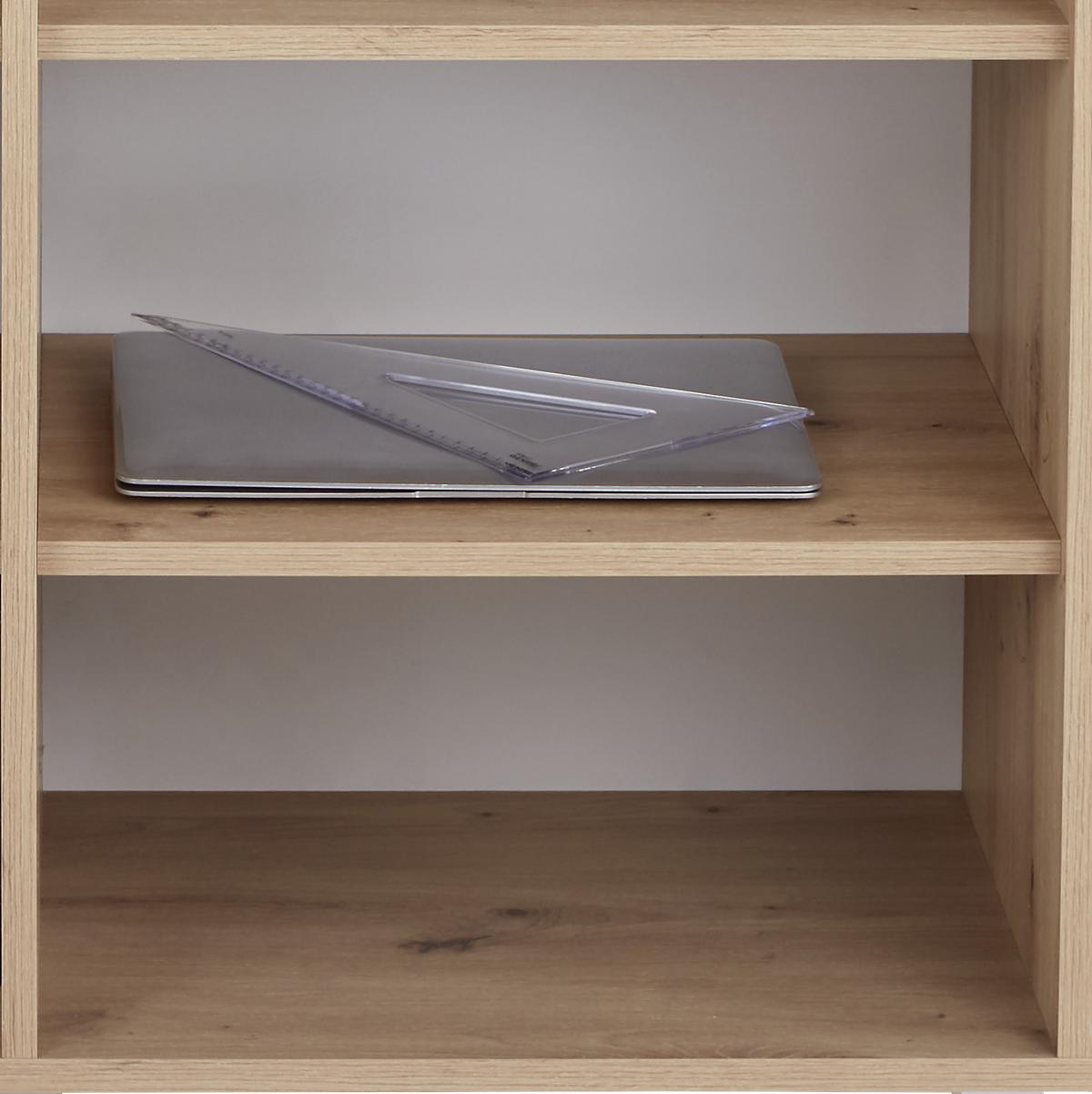 Regal Mit Schrankteilen Box B 98cm, Eiche Dekor/weiß - Eichefarben/Alufarben, MODERN, Holzwerkstoff (98/205/40cm) - Ondega