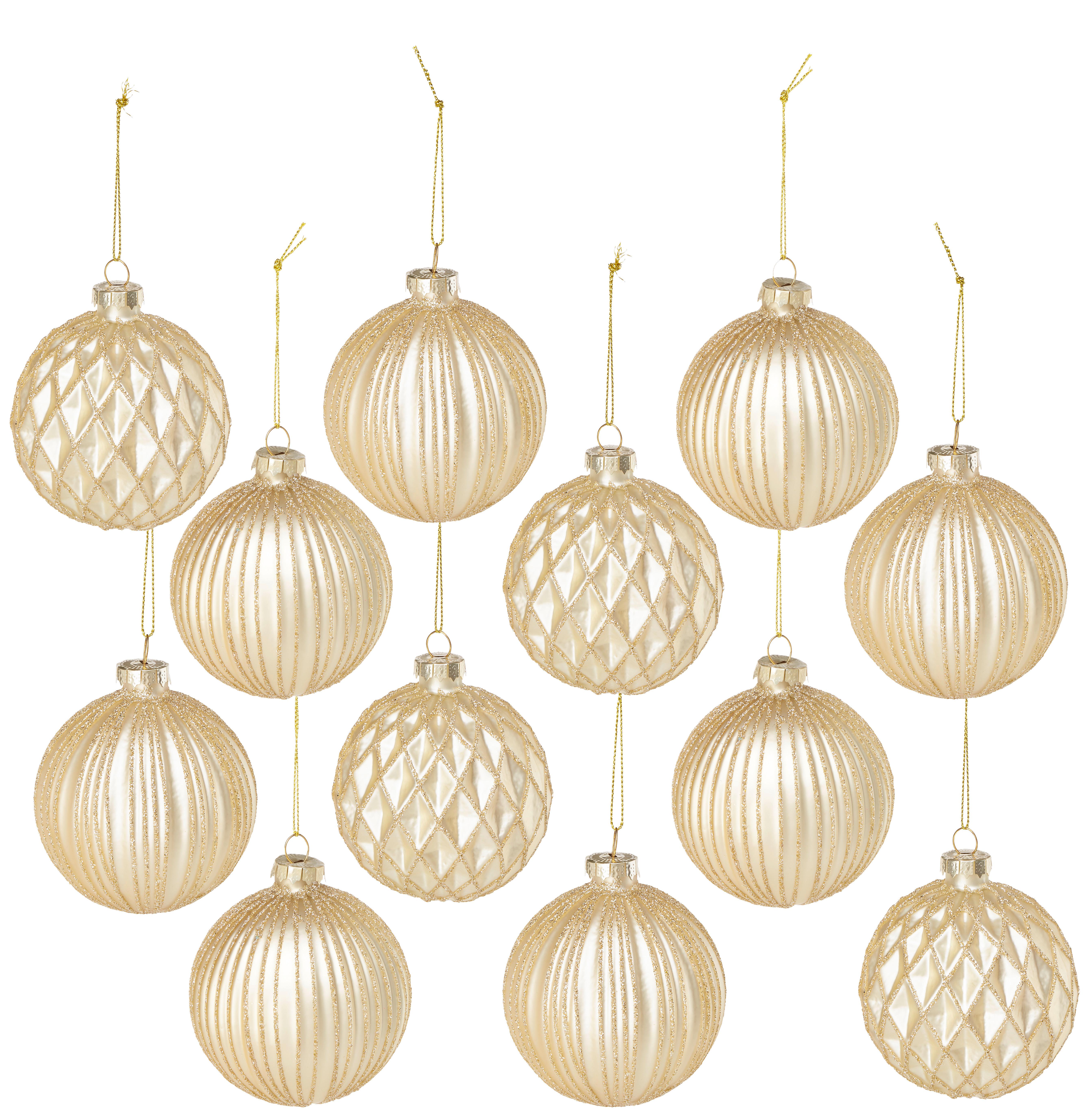 Sada Vánočních Koulí Miracle -Paz- - barvy zlata, kov/textil (8cm) - Modern Living