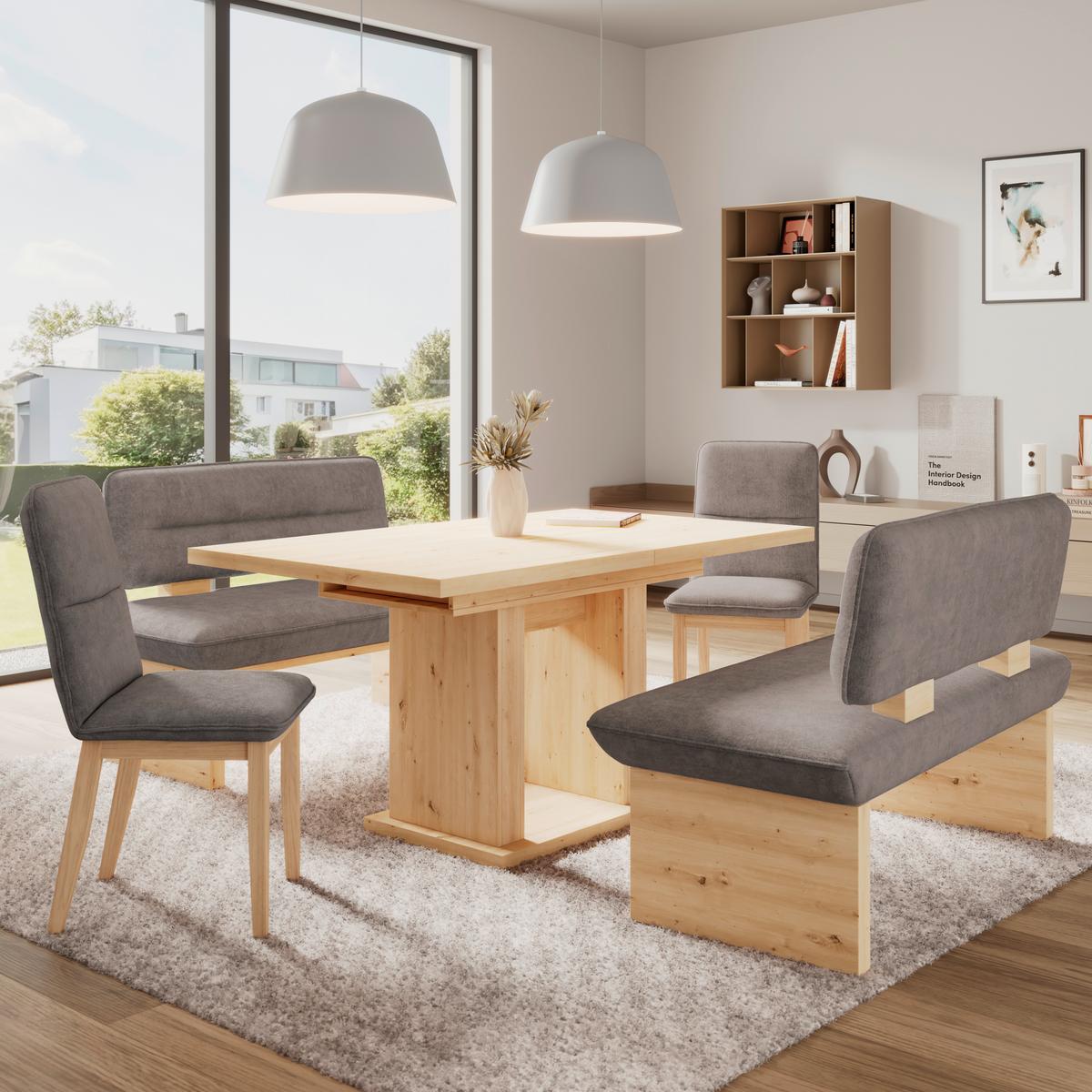SITZBANK BELUNA II - Eichefarben/Grau, KONVENTIONELL, Holzwerkstoff/Textil (120/87/67cm) - James Wood