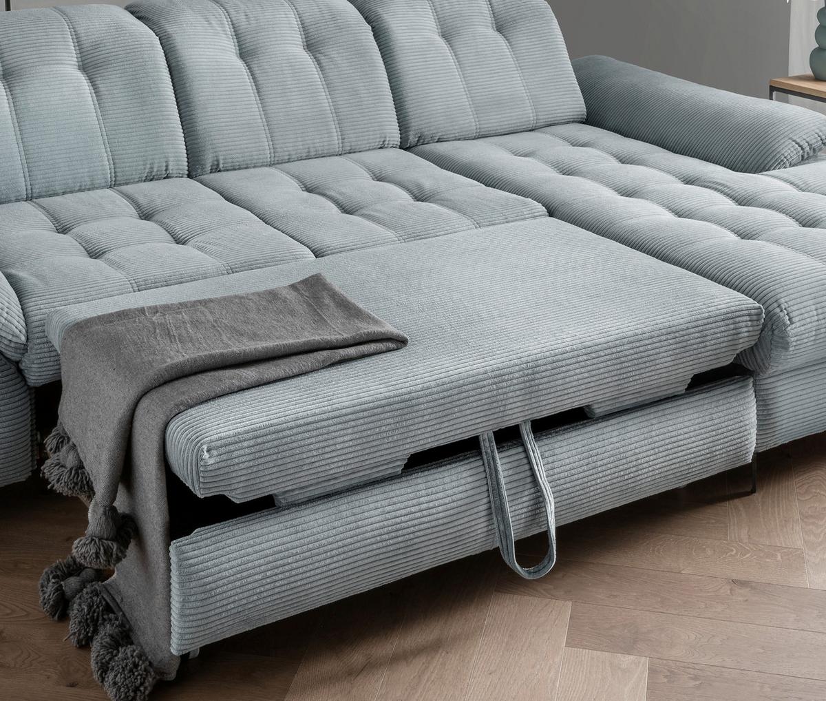 Eckschlafsofa Delphino Hellblau S: 273x189 cm - Schwarz/Hellblau, MODERN, Textil (273/189cm) - Livetastic