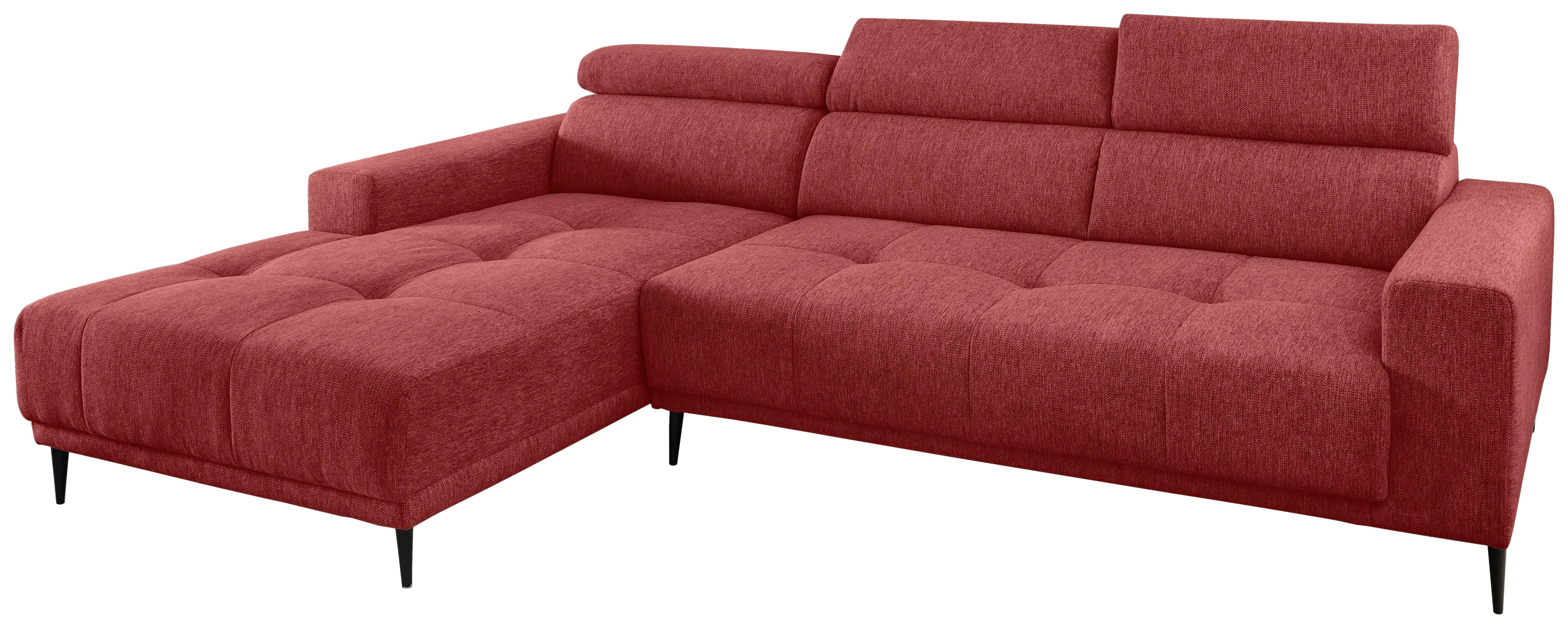 Ecksofa Intera, Rot S: 188x276 Cm - Rot/Schwarz, KONVENTIONELL, Textil (188/276cm) - Livetastic