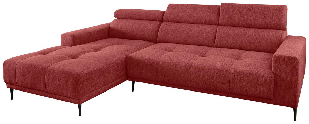Ecksofa Intera, Rot S: 188x276 Cm - Rot/Schwarz, KONVENTIONELL, Textil (188/276cm) - Livetastic