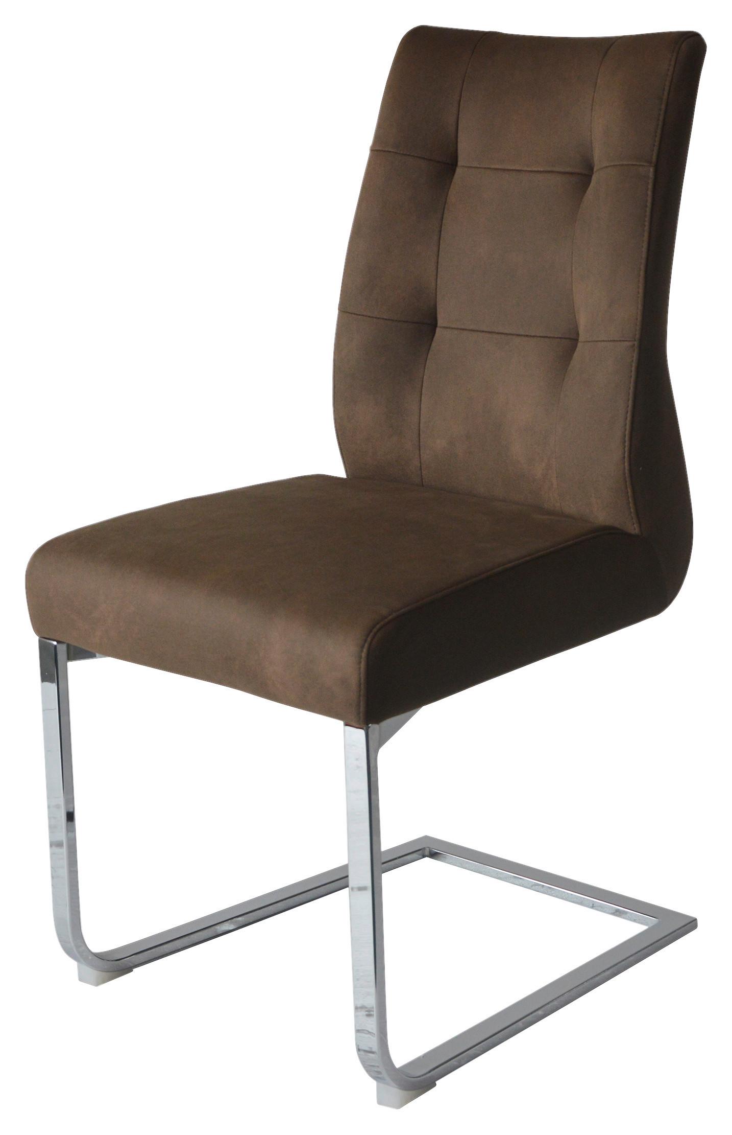 Schwingstuhl-Set Marlen XXL Braun/Silberfarben B: 47 cm - Silberfarben/Braun, LIFESTYLE, Textil/Metall (47/96/62cm) - MID.YOU