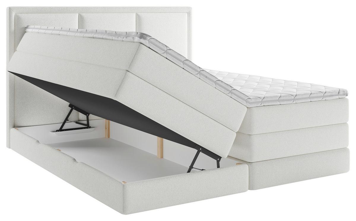 Boxspringbett mit Topper & Bettkasten 140x200 Swing - Weiß, Design, Holzwerkstoff/Textil (140/200cm) - MID.YOU