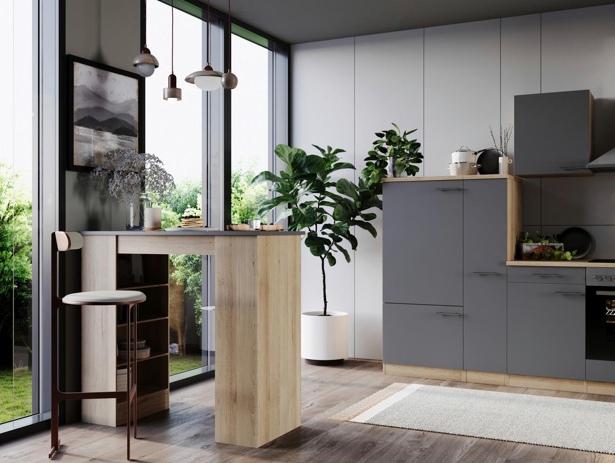 Bartisch Merle Grau/Eiche Dekor L:103cm - Eichefarben/Grau, Design, Holzwerkstoff (103/50/115cm) - Respekta