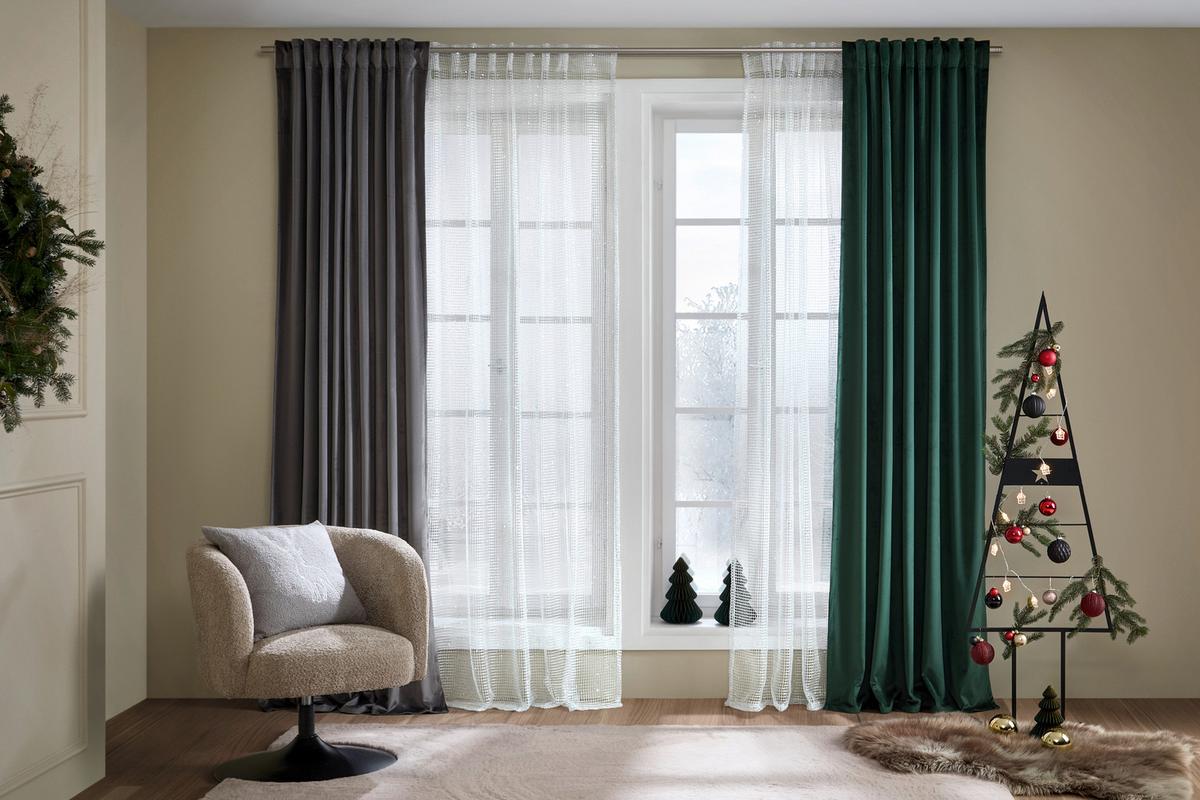 HOTOVÝ ZÁVES Viola, 140/245cm, antracit - antracitová, Konventionell, textil (140/245cm) - Premium Living