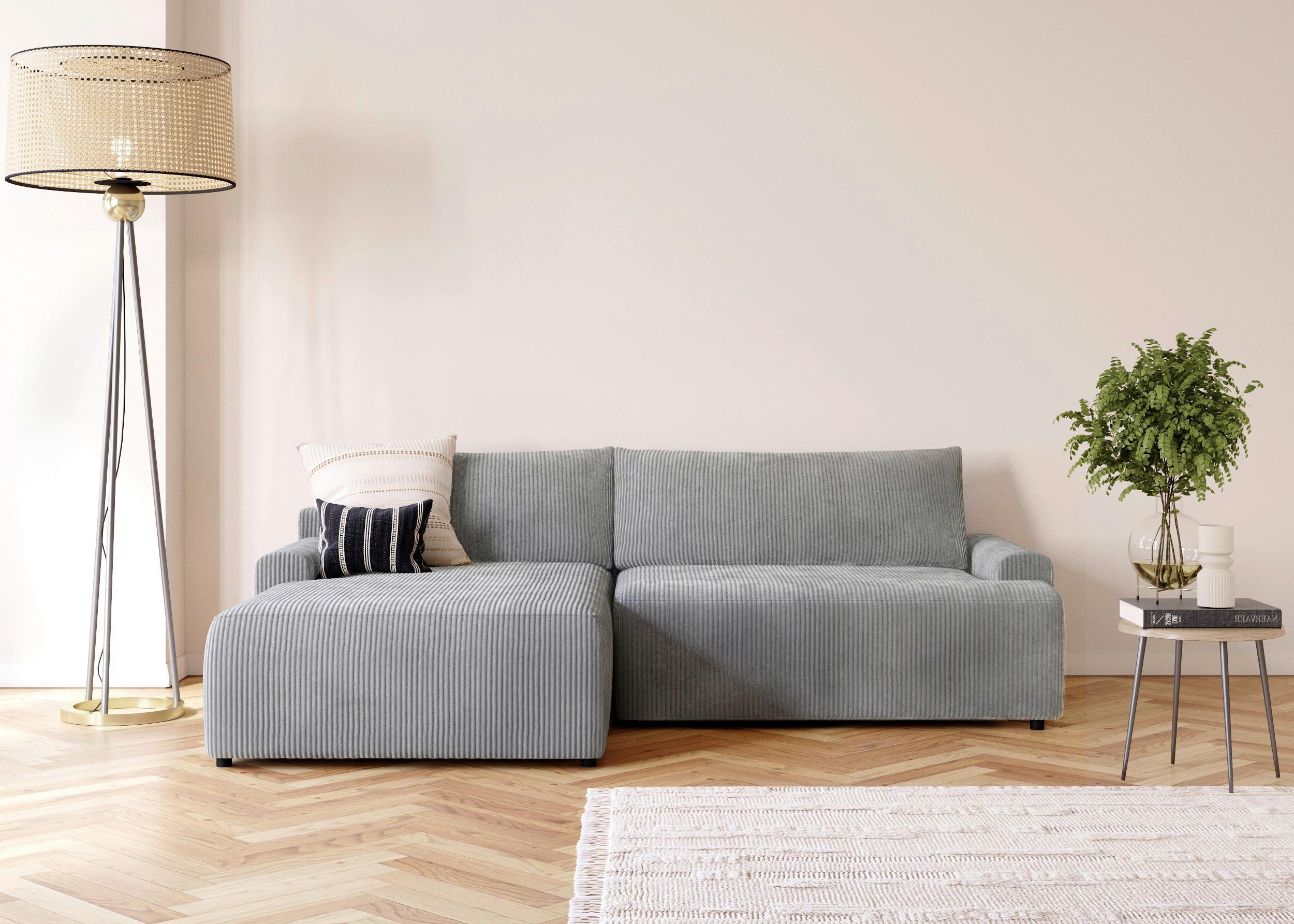 Eckschlafsofa Prag, Grau S: 167x253 cm - Schwarz/Grau, MODERN, Textil (167/253cm) - Trendmanufaktur