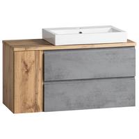 Waschbecken Mit Unterschrank Varese B:105 Cm Hellgrau/eiche - Eiche Wotan/Hellgrau, MODERN, Keramik/Holzwerkstoff (105cm) - Held