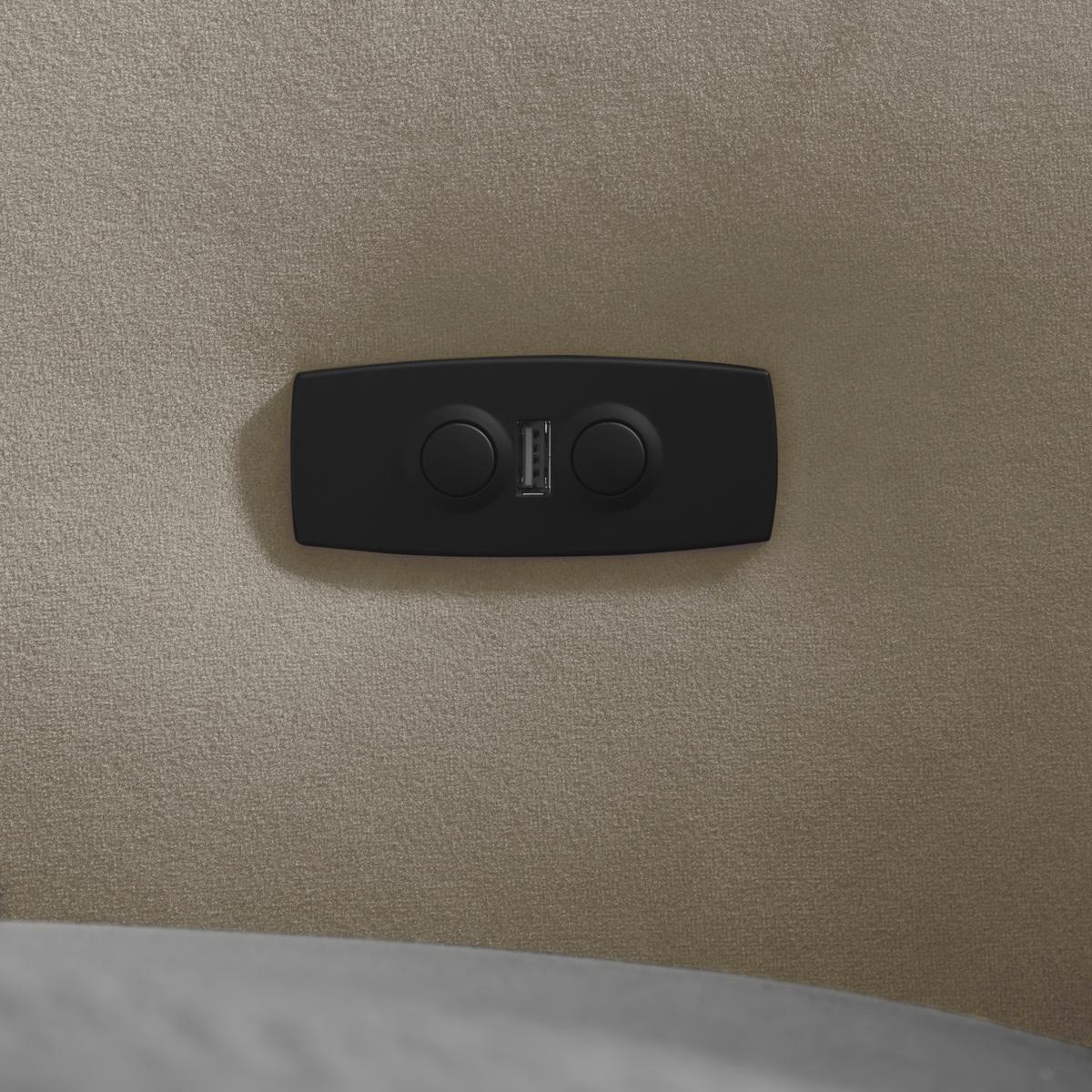 Rohová sedačka EMMA, pravá, béžová,op.hl.,USB,el.výsuv - černá/béžová, Moderní, textil (301/210cm) - Premium Living