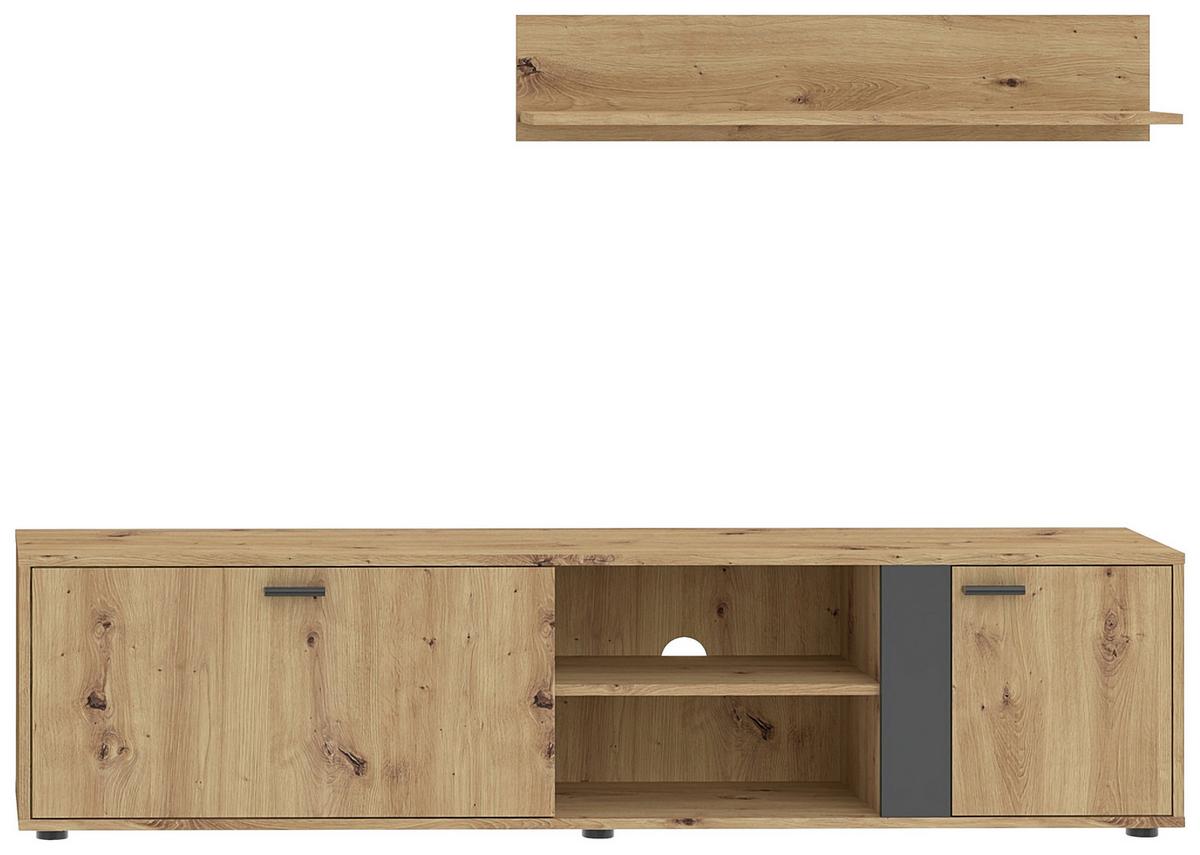 SKRINKA POD TV SLEDGE *CENOVÝ TRHÁK* - čierna/antracitová, Modern, kompozitné drevo/plast (170/42/33cm) - Based