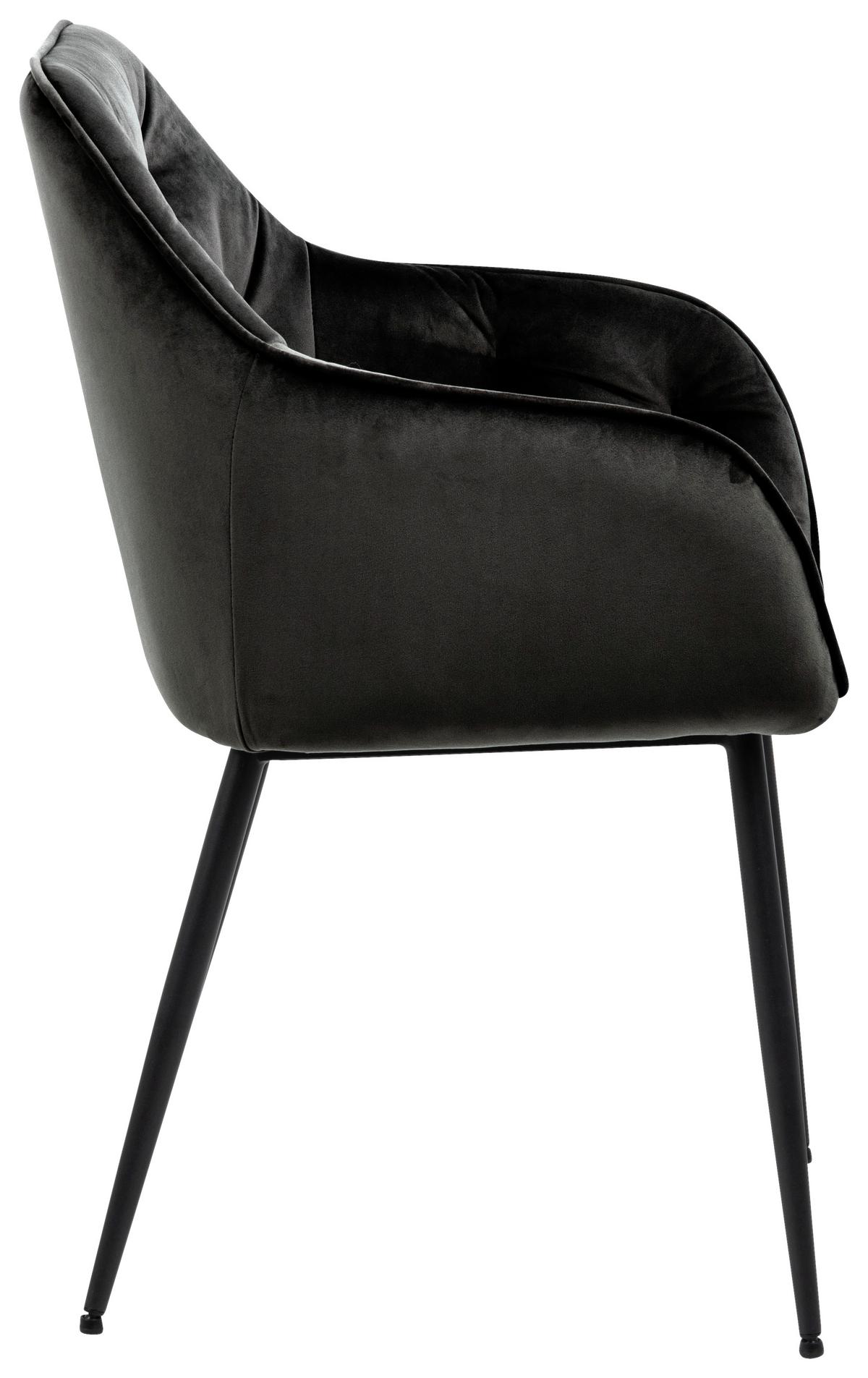 Armlehnstuhl Brooke Samtbezug Grau/braun Gepolstert - Schwarz/Braun, Trend, Textil/Metall (58/83/55cm) - Livetastic